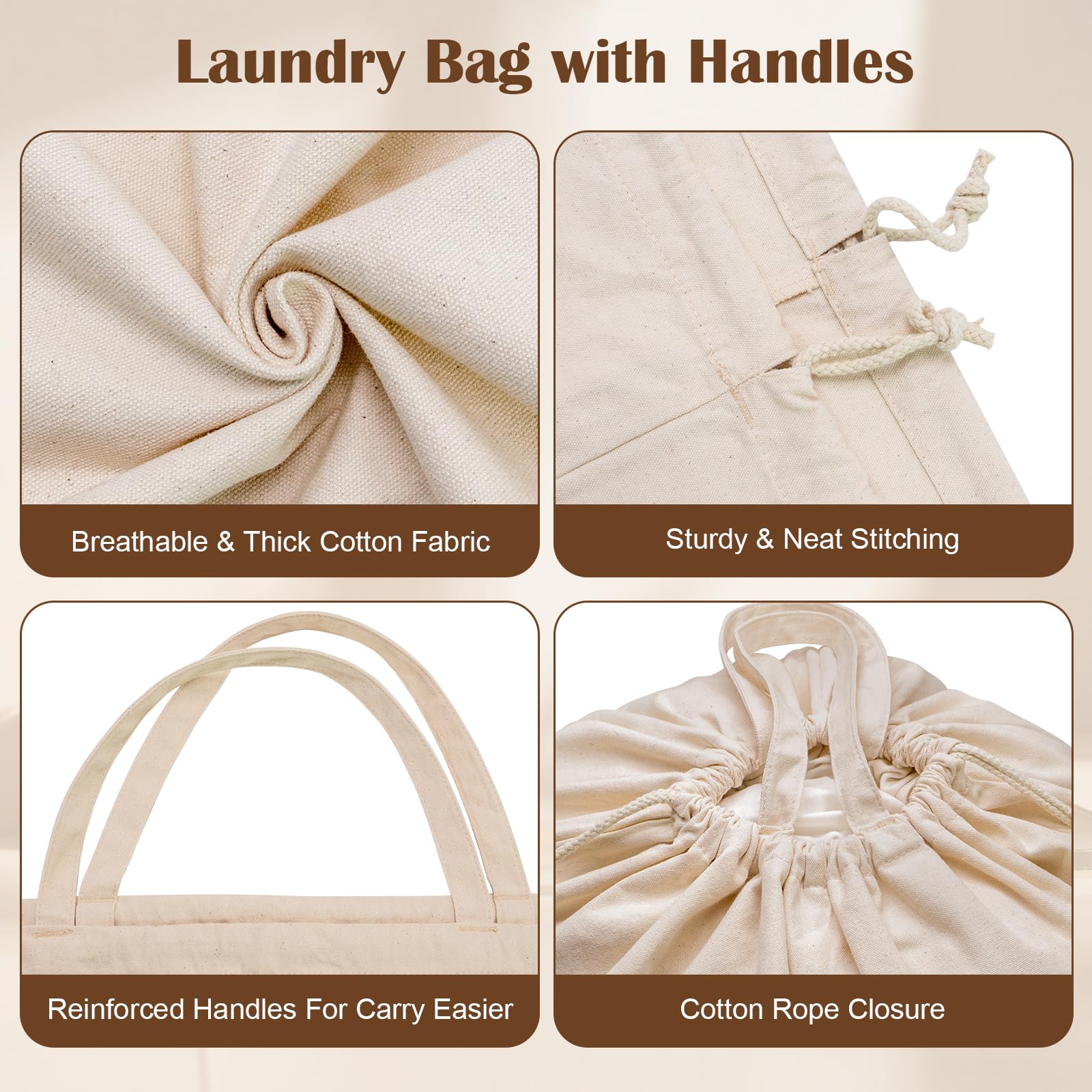Cotton Canvas Laundry Bag 30"Wx 35"H