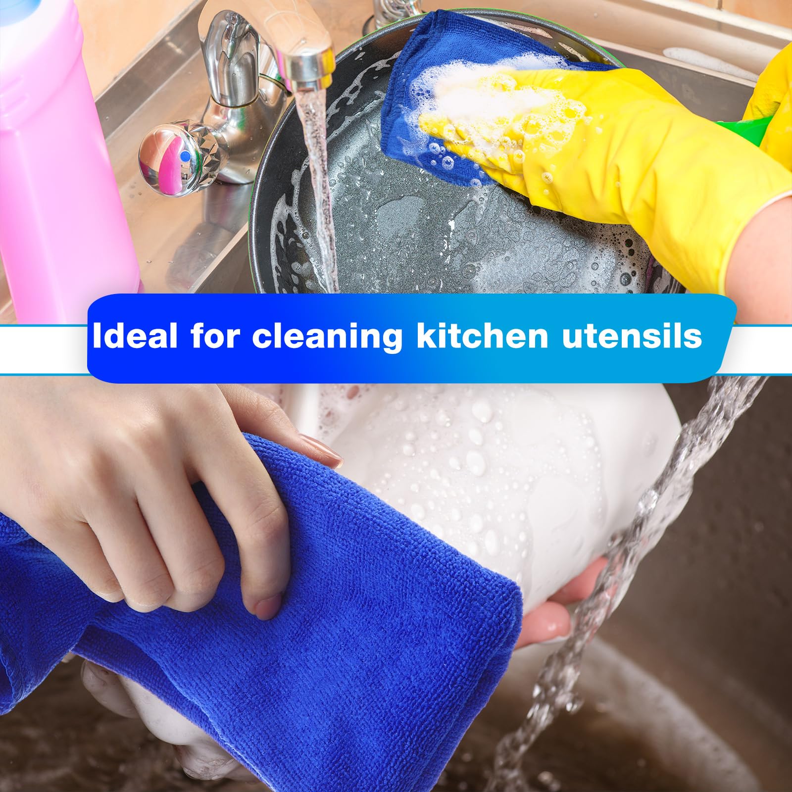 Microfiber Cleaning Cloths for Cars 16 x 16 Inch Ultra Absorbent Car Towels Drying Reusable Cleaning Supplies House Kitchen Window Microfiber Towel (60 Count)