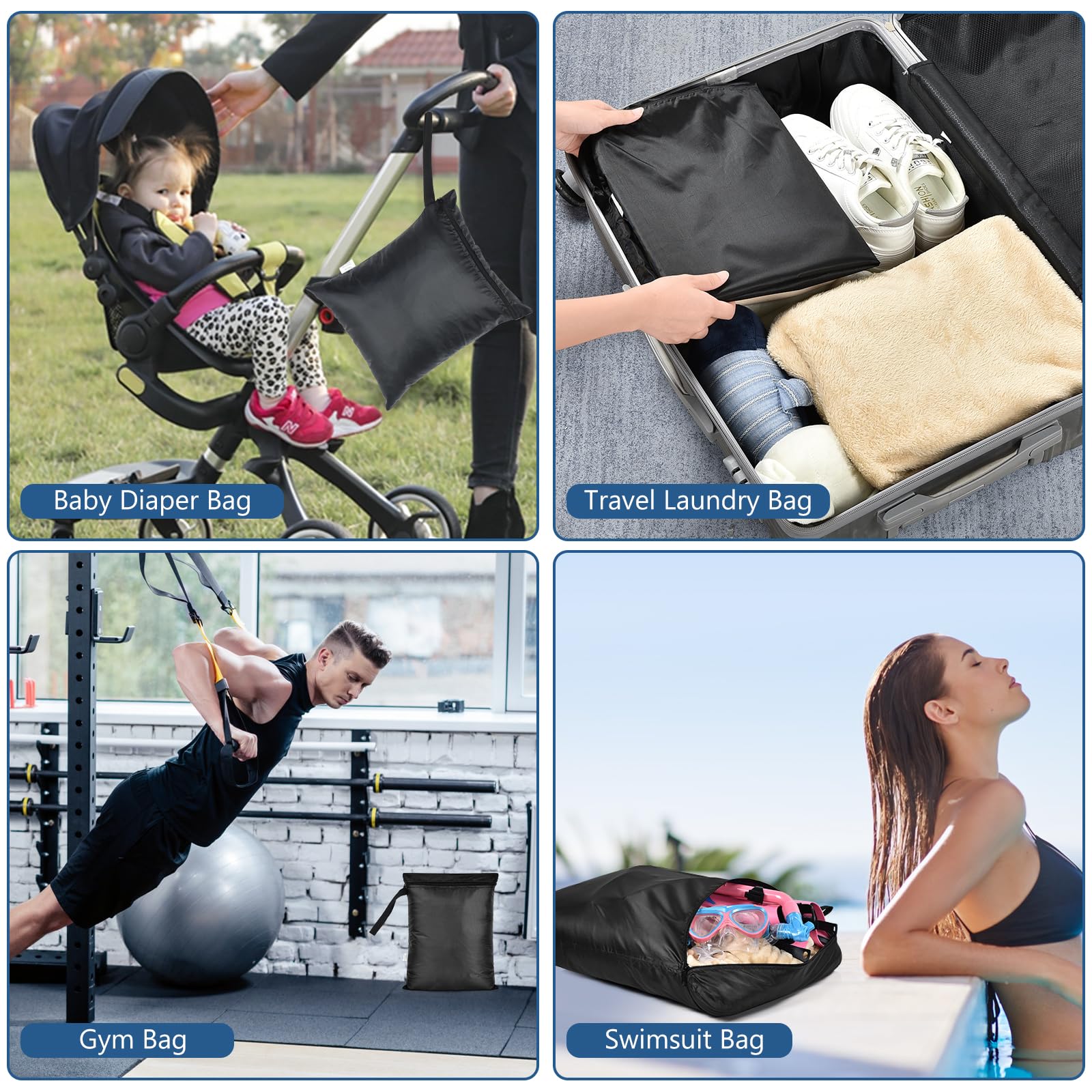 2PCS Small Wet Bag for Swimsuit 12x14 Inch Waterproof Wet Dry Bag (2 Count)