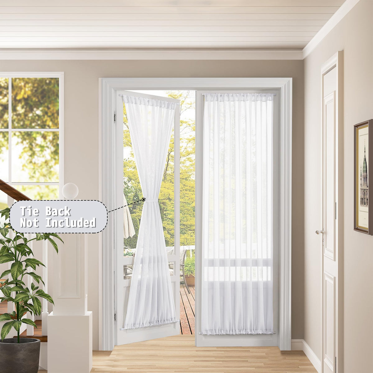 Sheer Door Curtain Closet Linen Textured Curtains Sheer Doorway Light Filtering Voile Patio Glass Doors Rod Pocket Curtain French Door