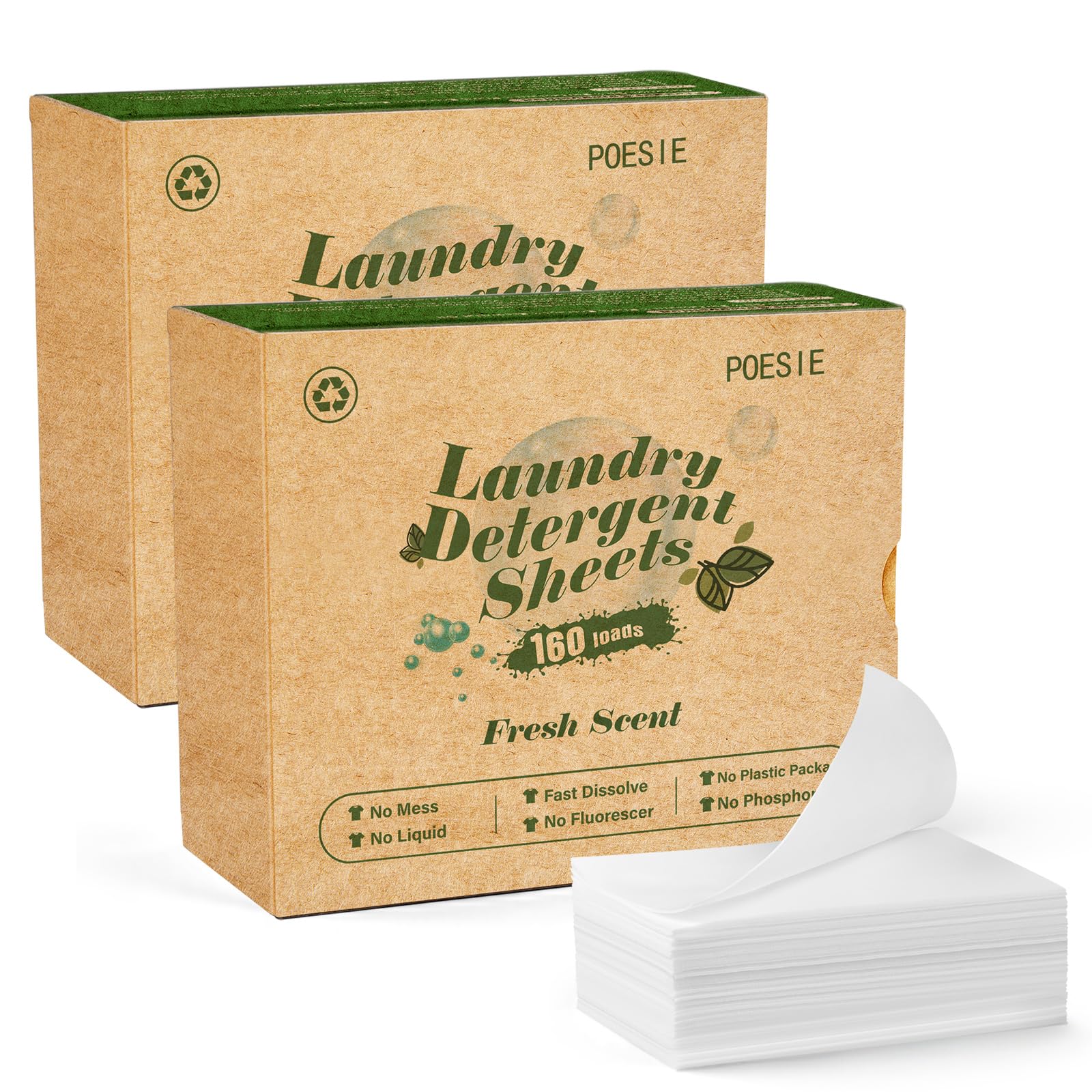 Laundry Detergent Sheets Fresh Scent 320 Sheet Liquidless Soap Sheets Detergent for Travel Camping Dormitory Hotel (320 Count)
