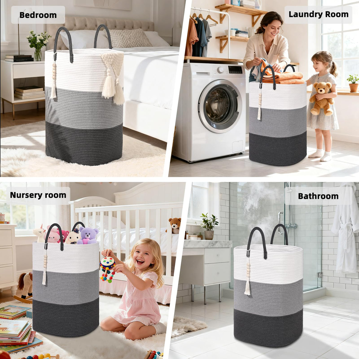 Woven Laundry Basket for Clothes (33.814 Fl Oz)