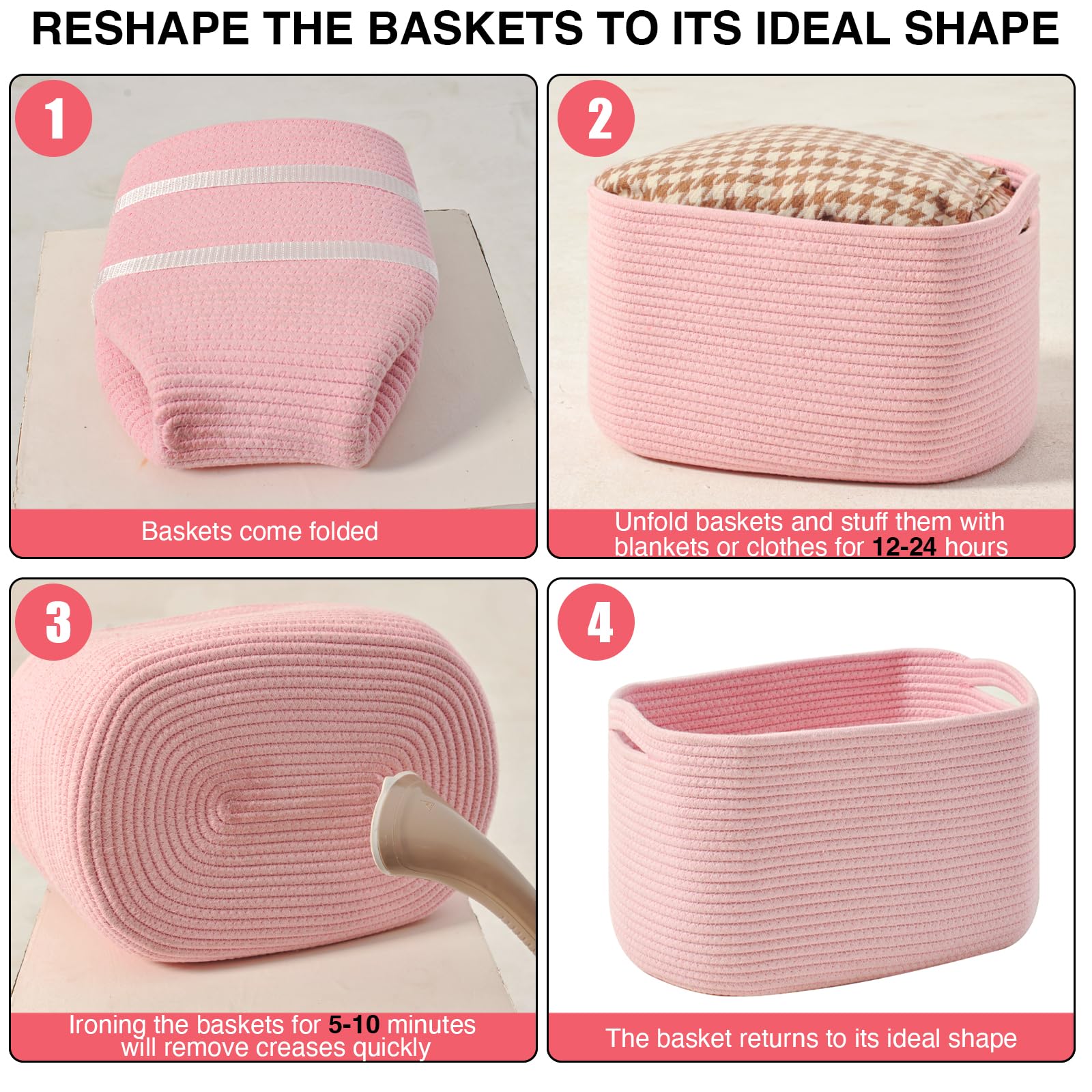 Storage Baskets for Organizing Shelves (3 Count)