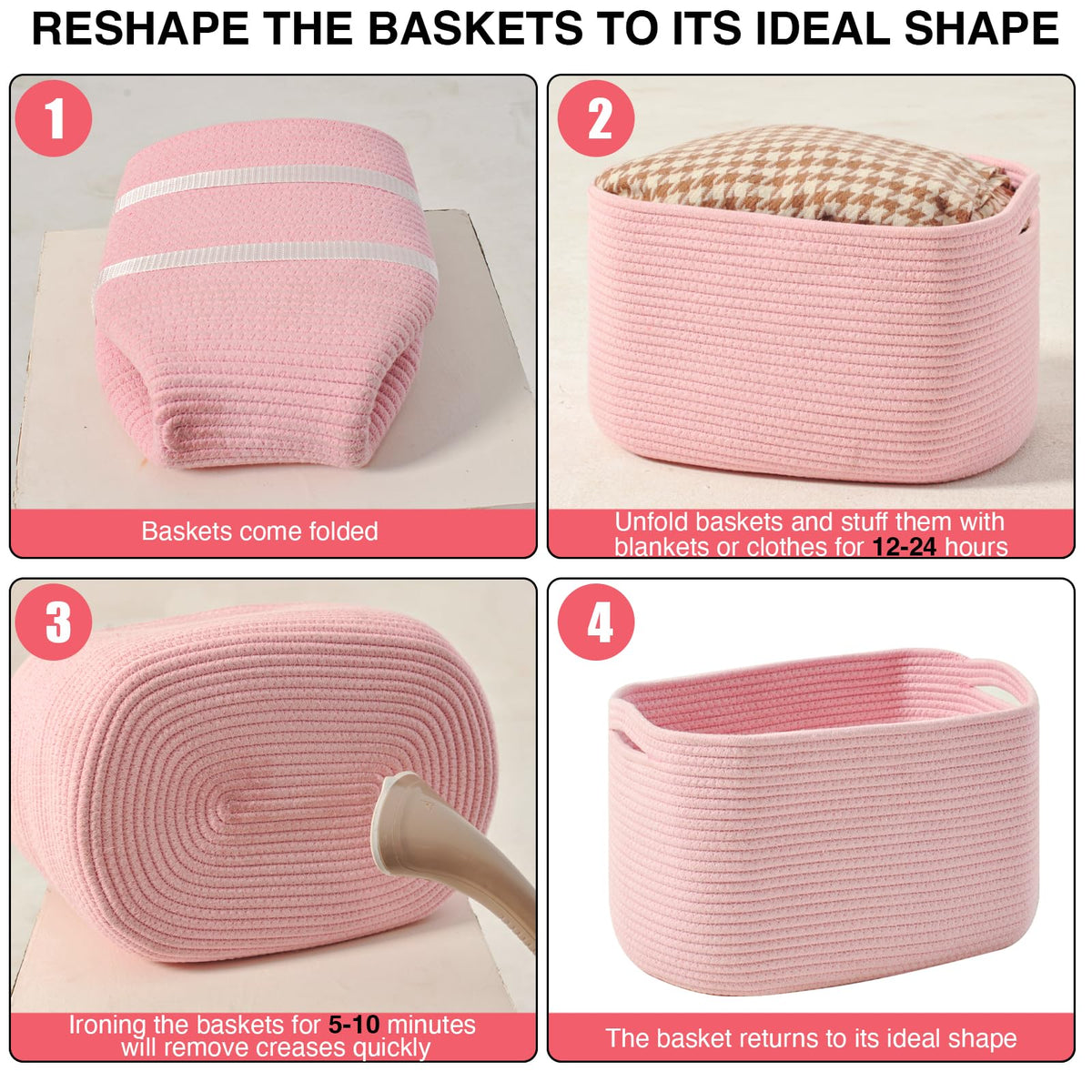 Storage Baskets for Organizing Shelves (3 Count)