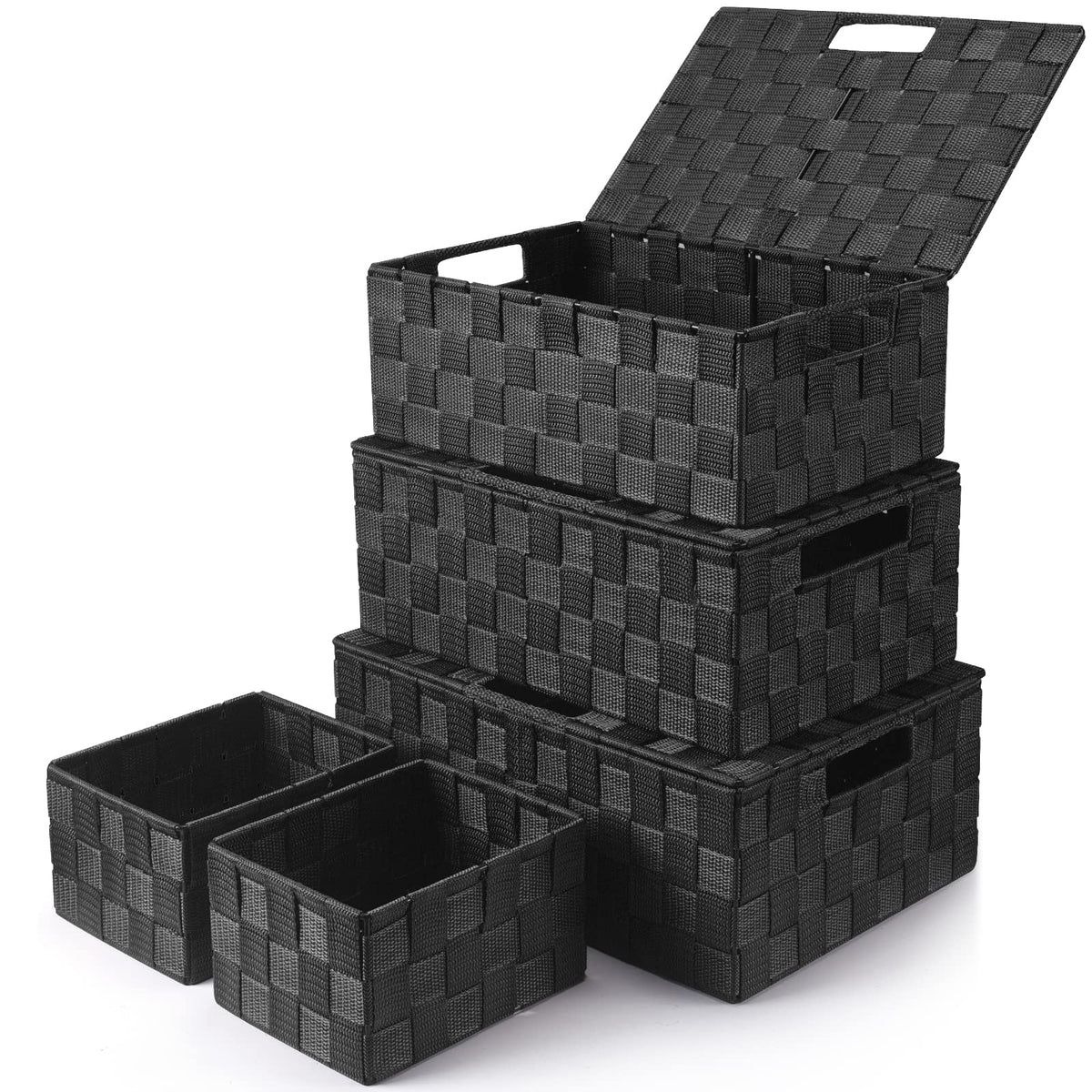 Storage Baskets with Lids (5 Count)
