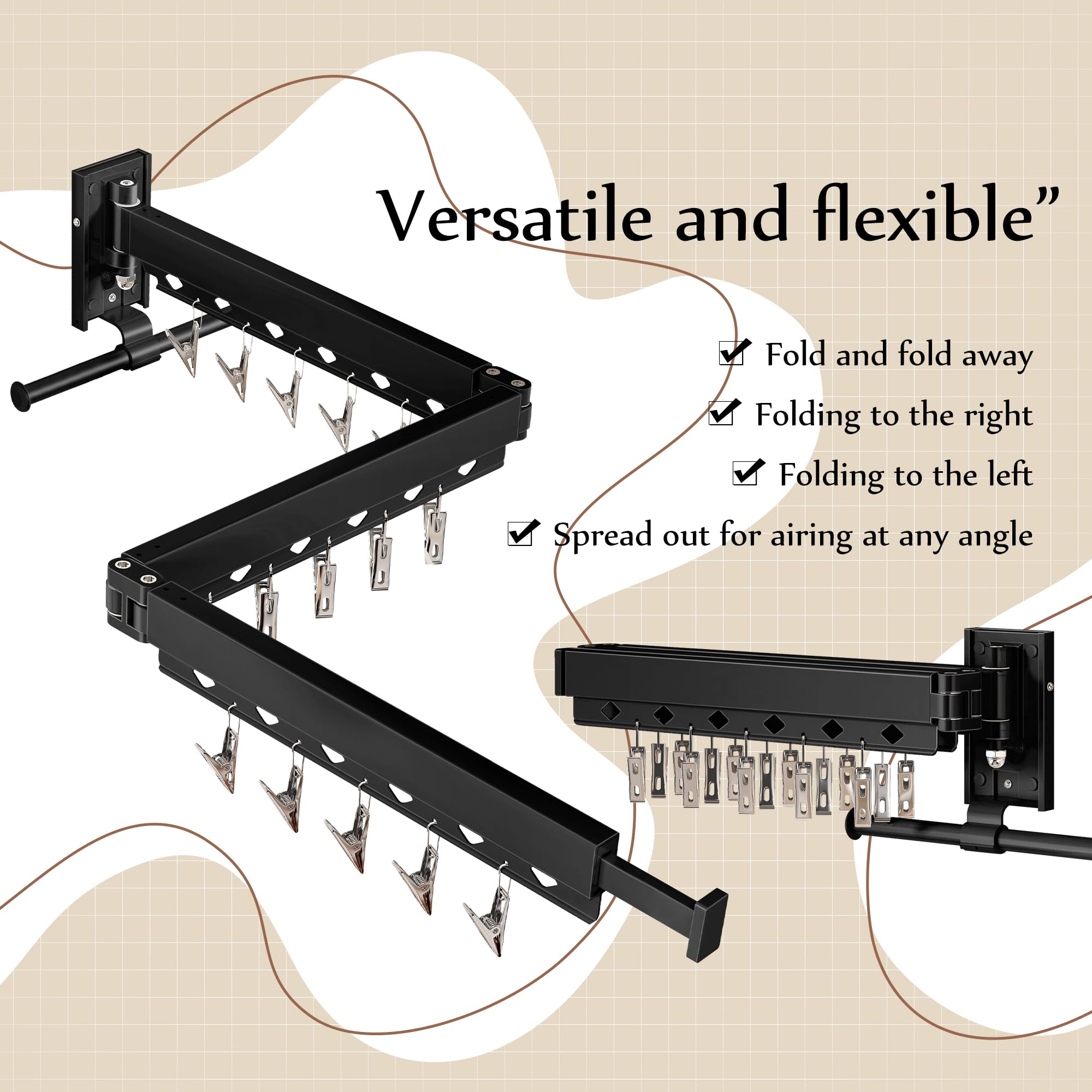 Wall Mounted Collapsible Clothes Drying Rack