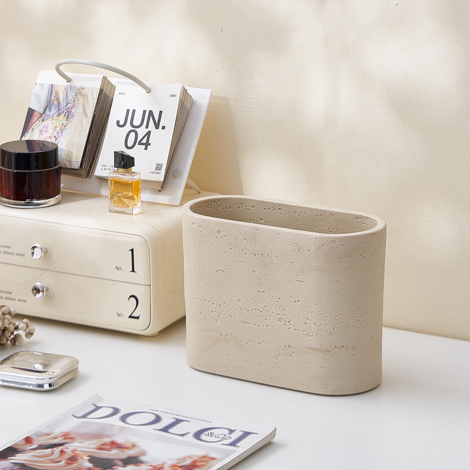 Natural Travertine Textures Mini Trash Can