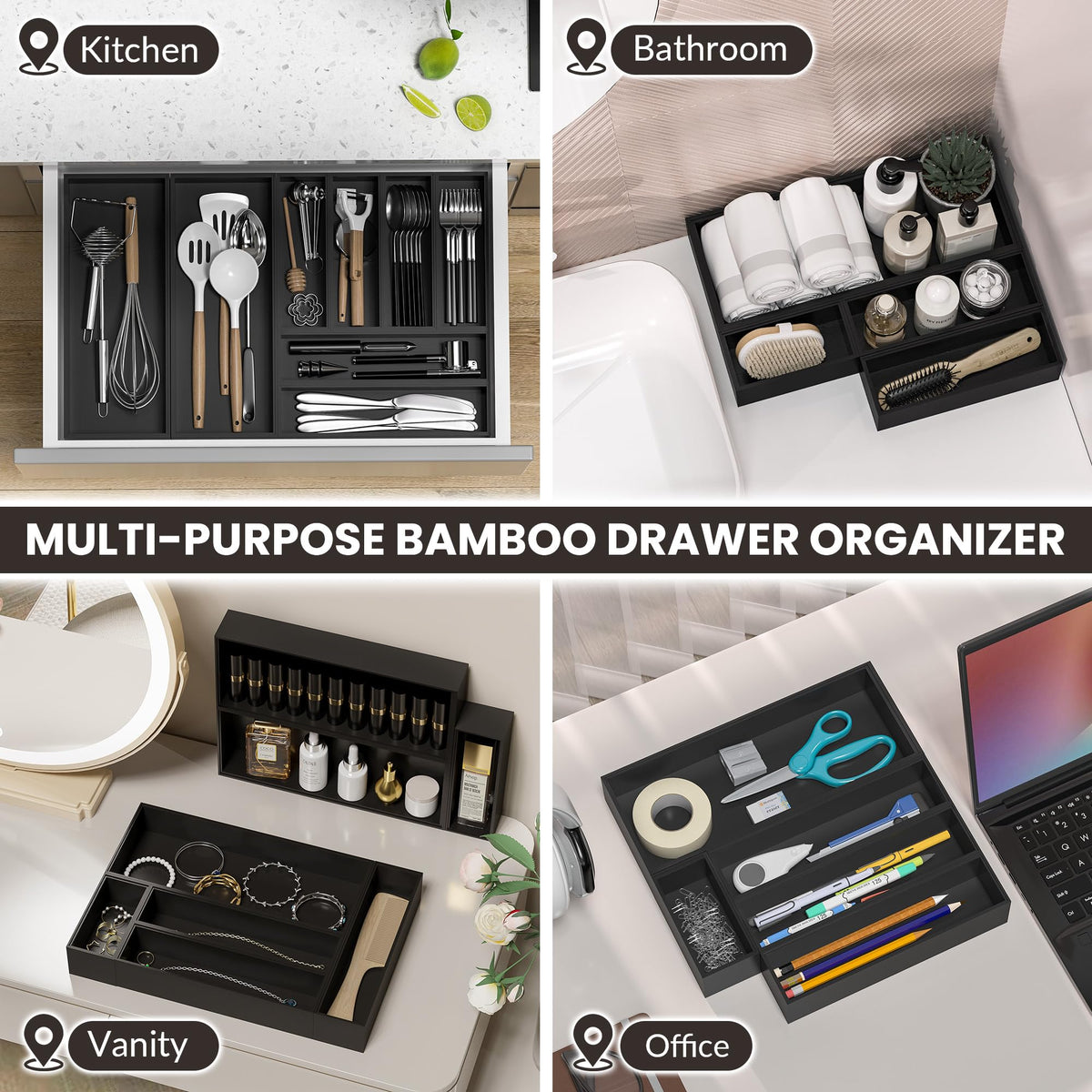 Kitchen Drawer Organizer Bins (2 Count)