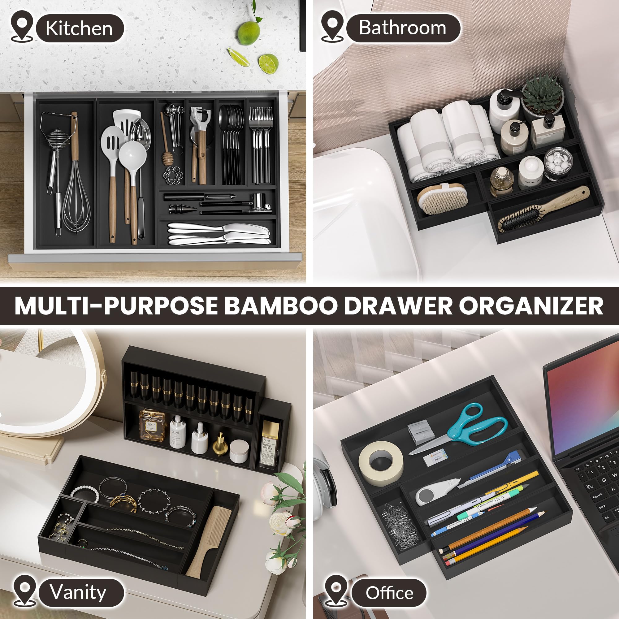 Kitchen Drawer Organizer Bins (2 Count)