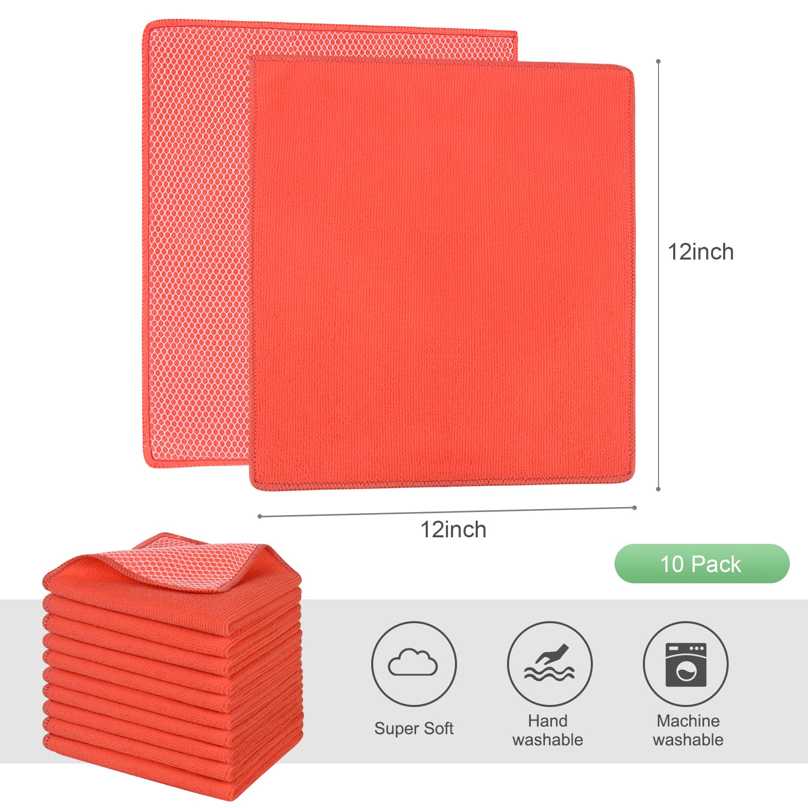 Dish Cloth for Washing Dishes Kitchen Washcloth Cleaning Cloth (10 Count)