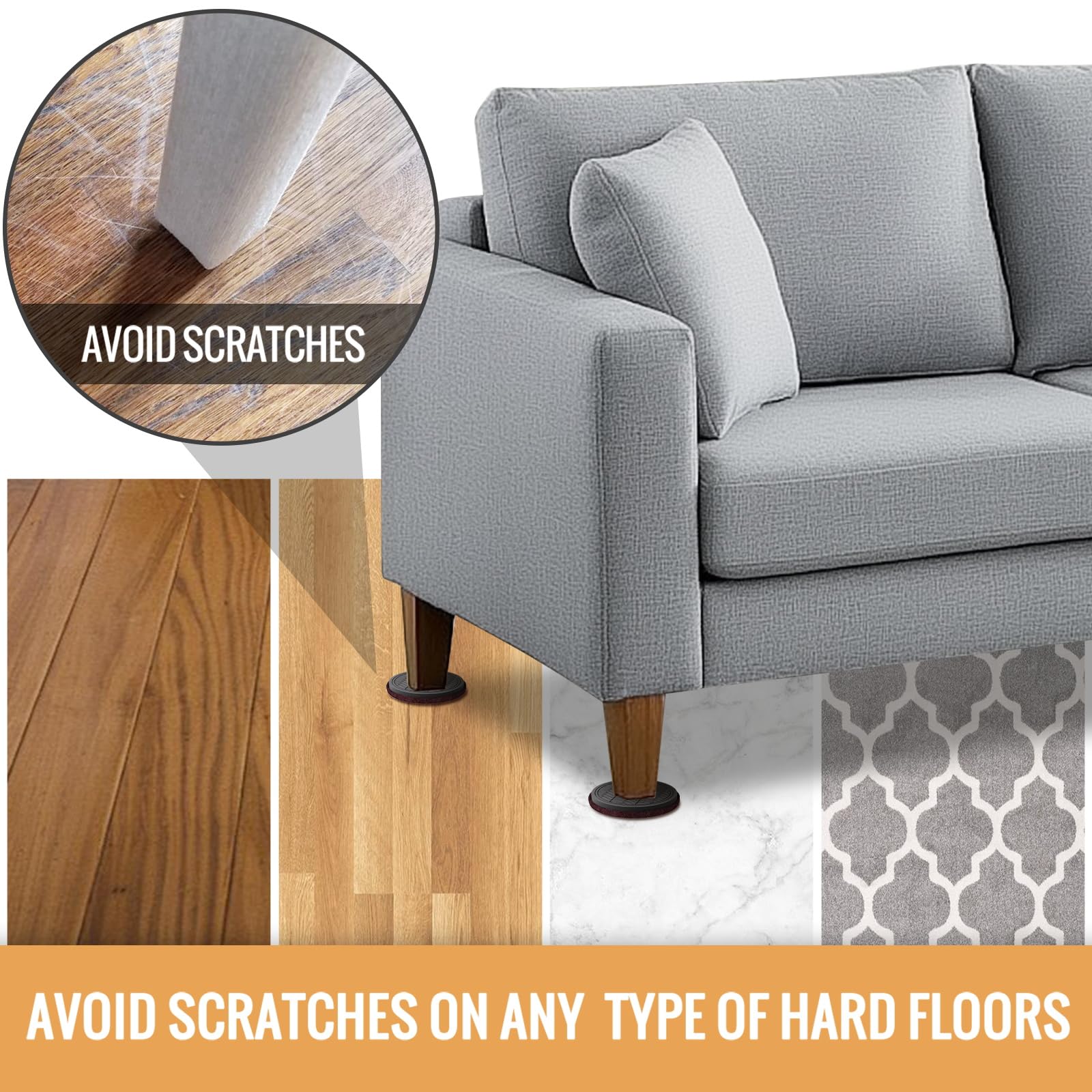 Felt Furniture Sliders for Hardwood Floors (16 Count)