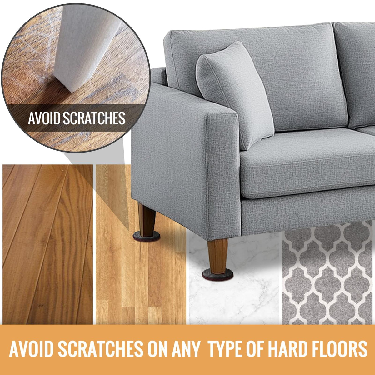 Felt Furniture Sliders for Hardwood Floors (16 Count)