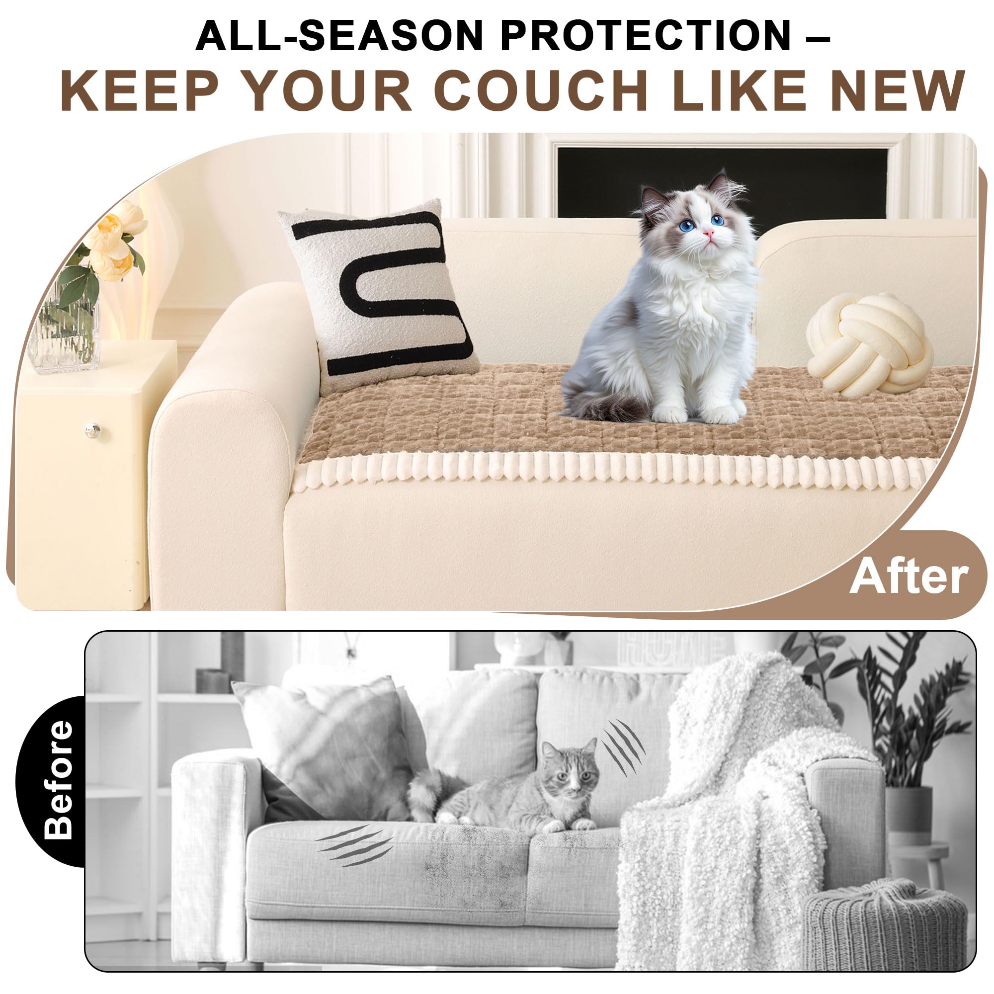 Couch Covers for Dogs Washable Non Slip Pet Couch Cover Protector (3 Count)