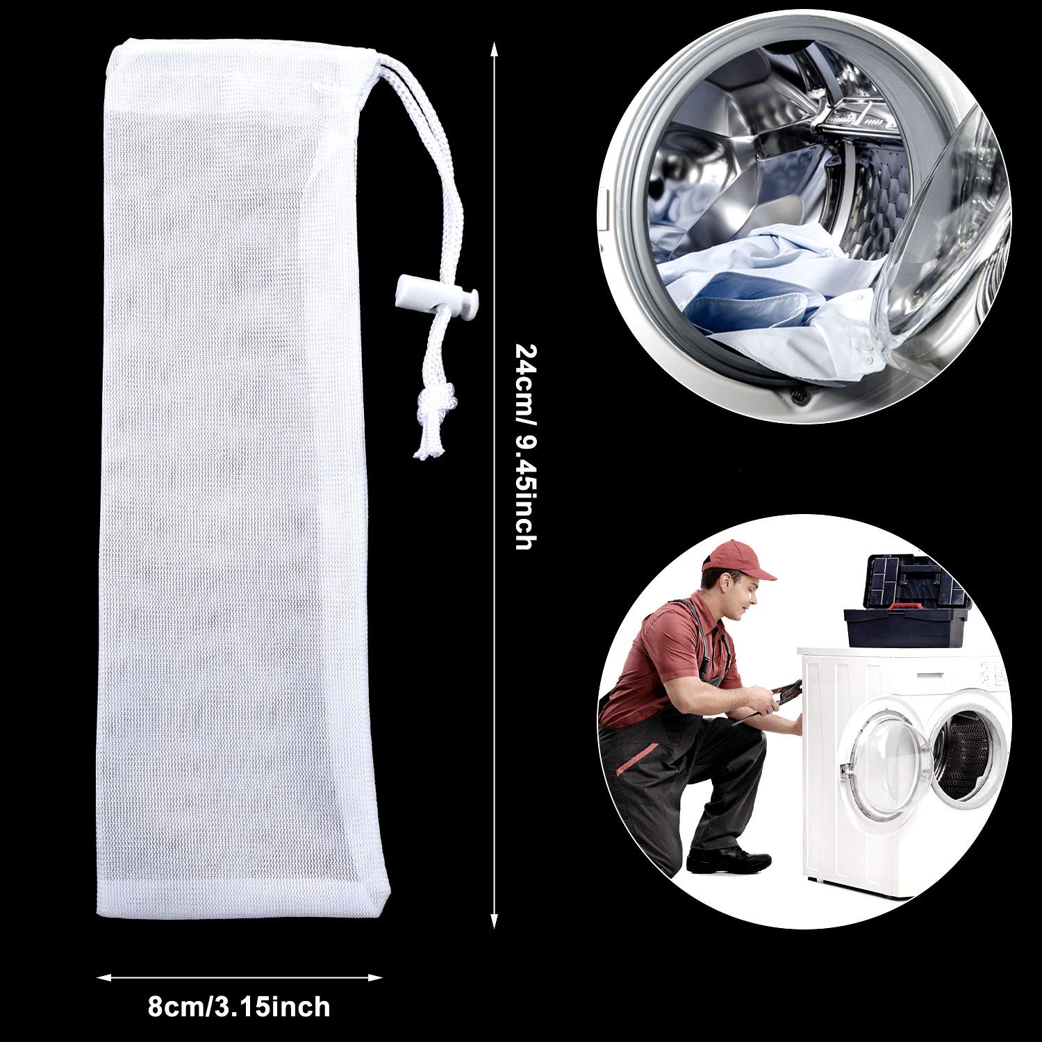 24 Pieces Lint Traps for Washing Machine Drain Hose Nylon Mesh