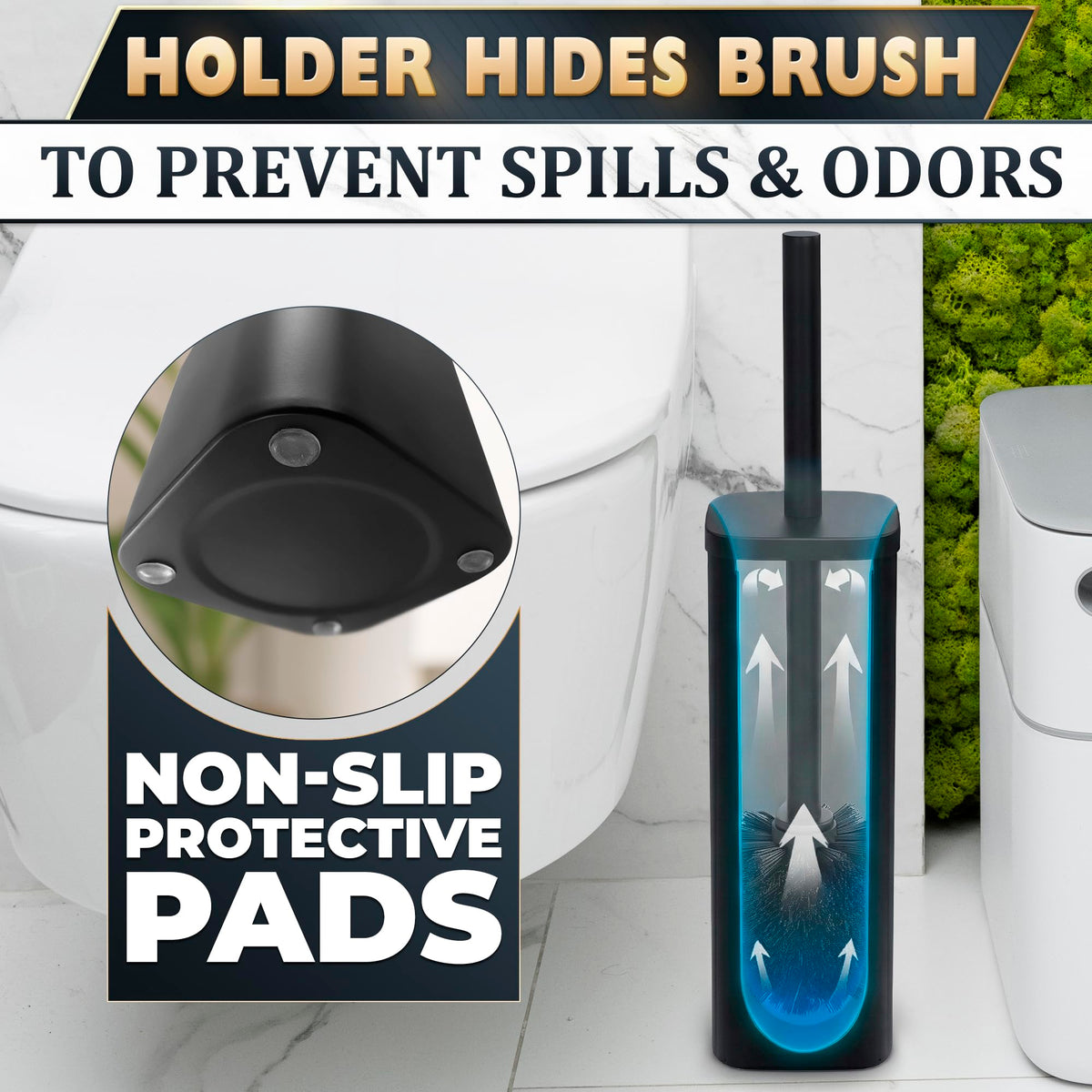 Black Toilet Brush and Holder Set for Modern Bathrooms