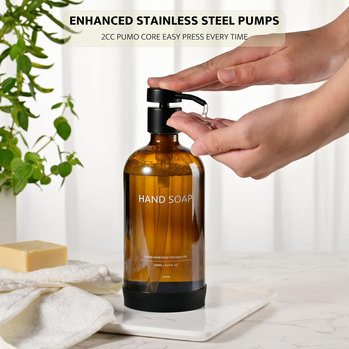 Glass Soap Dispenser Bathroom Set by Janxin