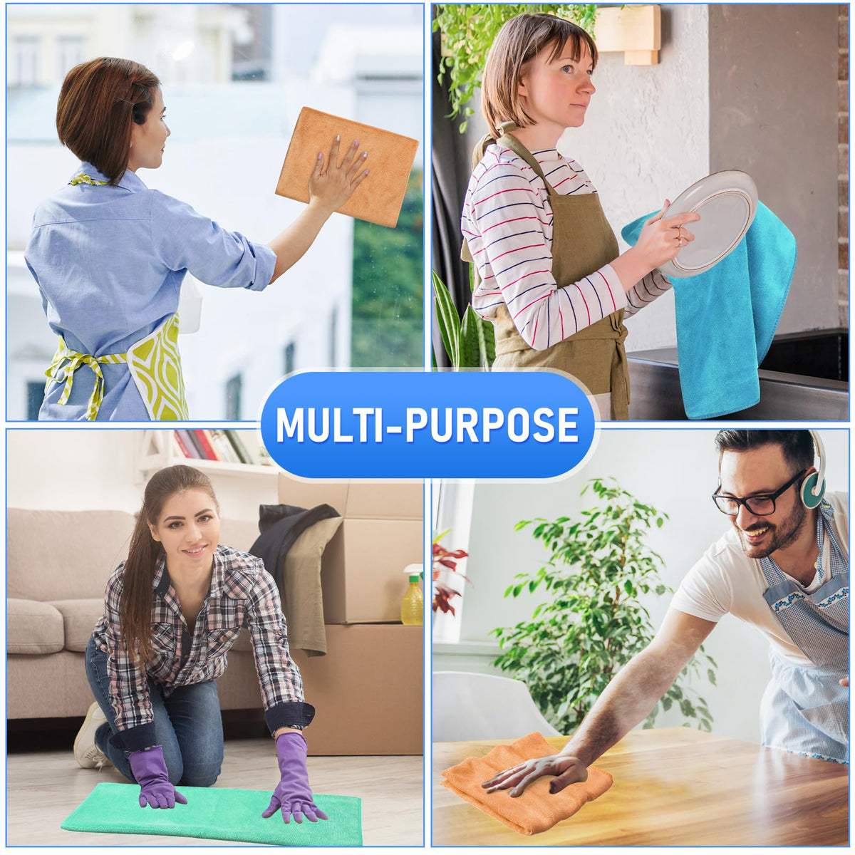3 Pcs Extra Large Microfiber Cleaning Cloth 30" x 20" Washable Reusable Microfiber Towel Streak Free Lint Free Cloth for Cleaning Home Glass Office Window Bathrooms (3 Count)