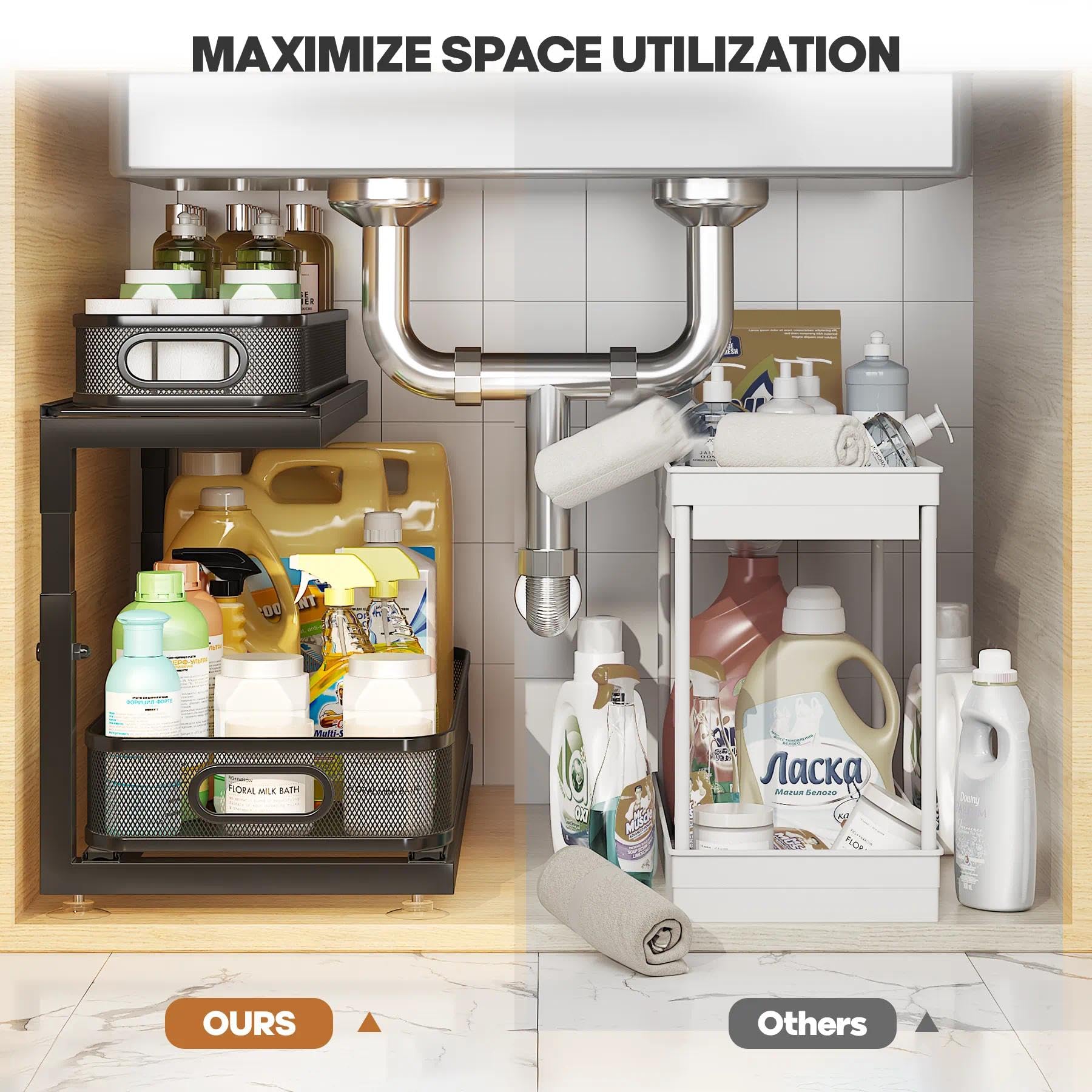 2 Pack 21.3 IN Depth Under Sink Organizer With Next (2 Count)
