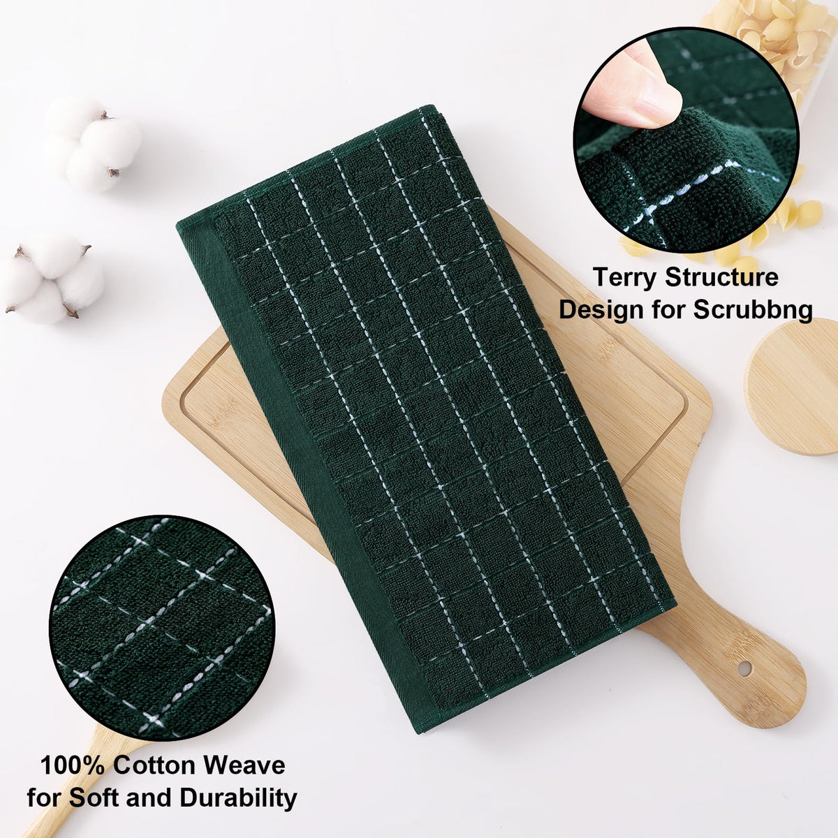 100% Cotton Terry Kitchen Dish Cloths (8 Count)