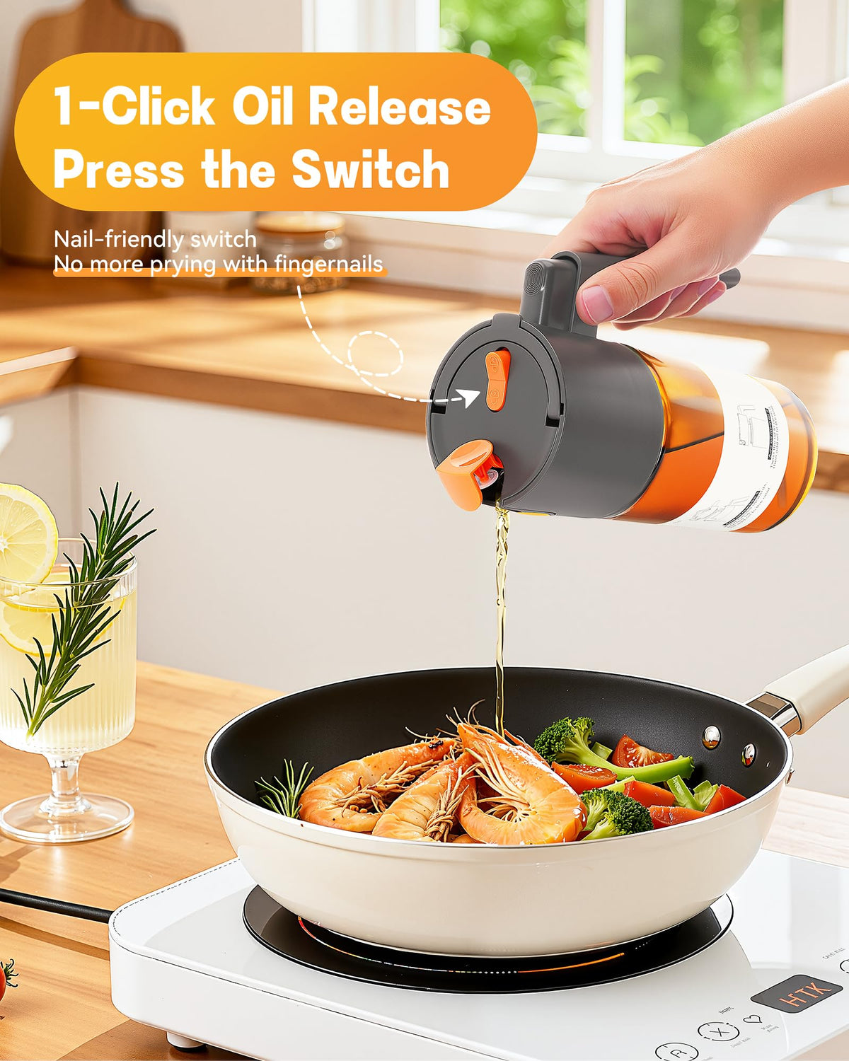 Olive Oil Sprayer & Dispenser Bottle for Cooking 17oz Dark Glass Oil Mister
