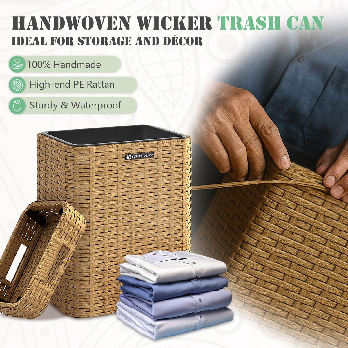 Ypati Rattan Trash Can with Lid