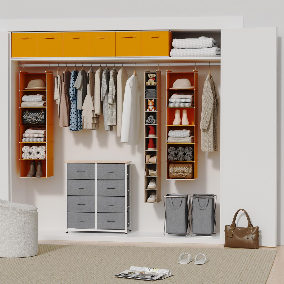 6 Tier Hanging Closet Organizer with 2 Sturdy Hooks