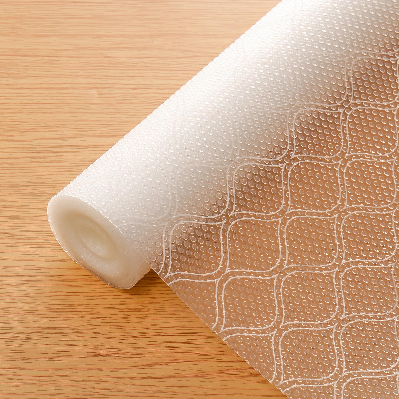 Shelf Liner for Kitchen Cabinets Waterproof Kitchen Cupboard Liner Plastic Drawer Mats EVA Material Non Adhesive Fridge Mats for Shelves（17.5" W x 197" L）