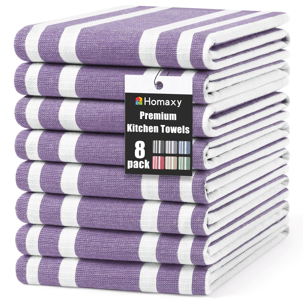 Premium Cotton Stripe Kitchen Towels 8 Pack (8 Count)