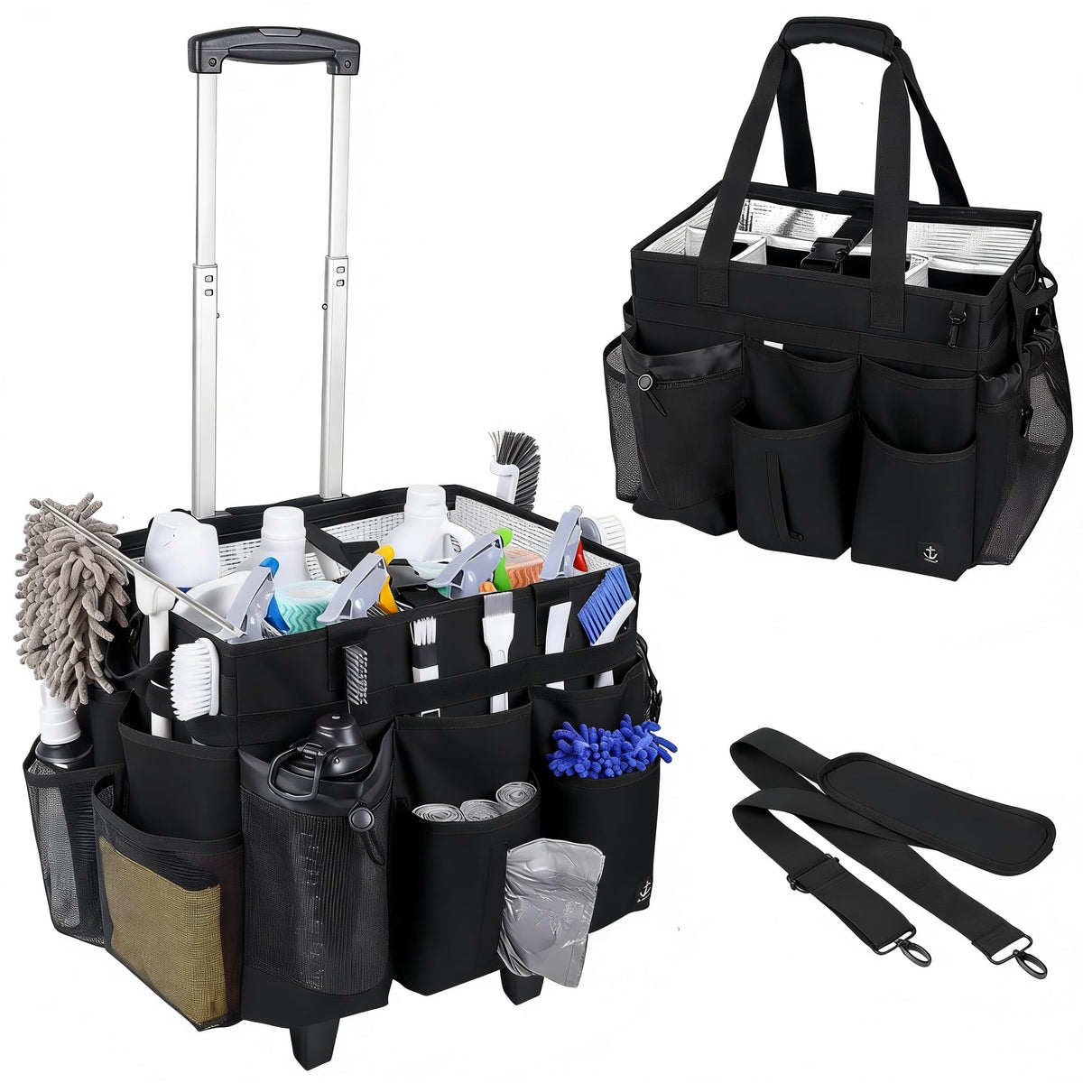 Rolling Cleaning Caddy Bag Built