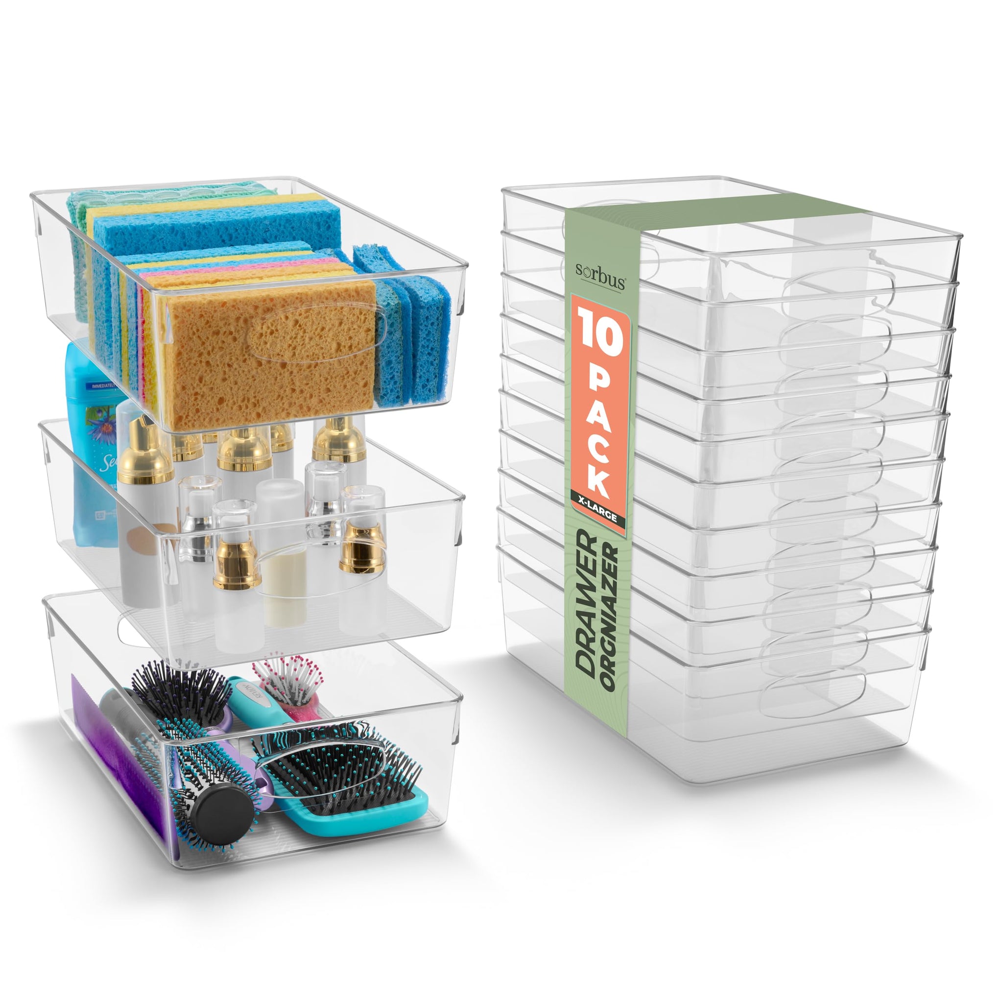 XL Clear Plastic Storage Bins for Shelves (10 Count)