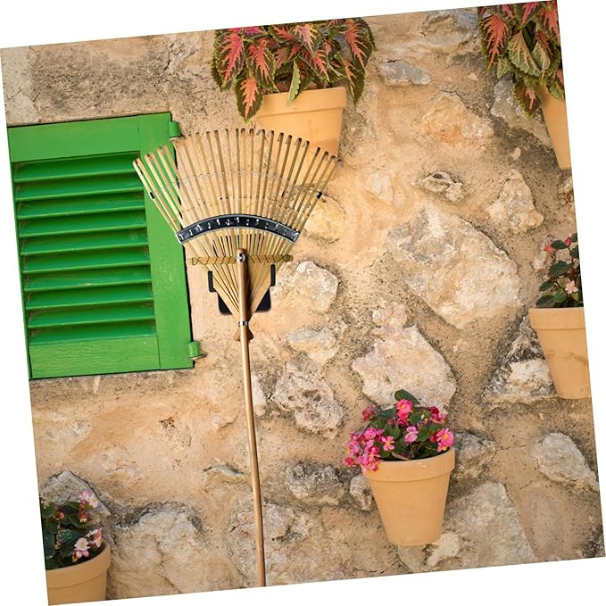 Wall Mount Garden Tool Organizer Heavy Duty Rake and Mop Holder Hooks for Brooms Shovels and Hoses Easy Installation and Design