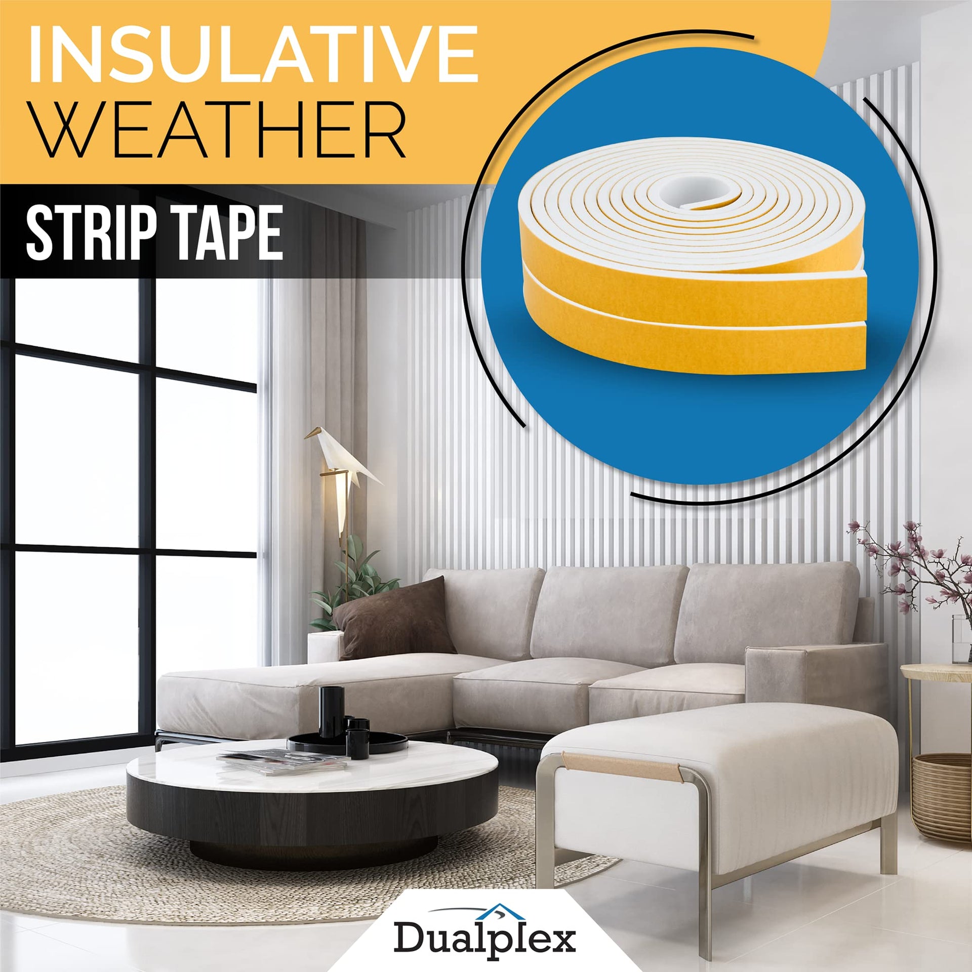 High Density Foam Weather Stripping Door Seal Strip Insulation Tape Roll for Insulating Door Frame (18 Foot)