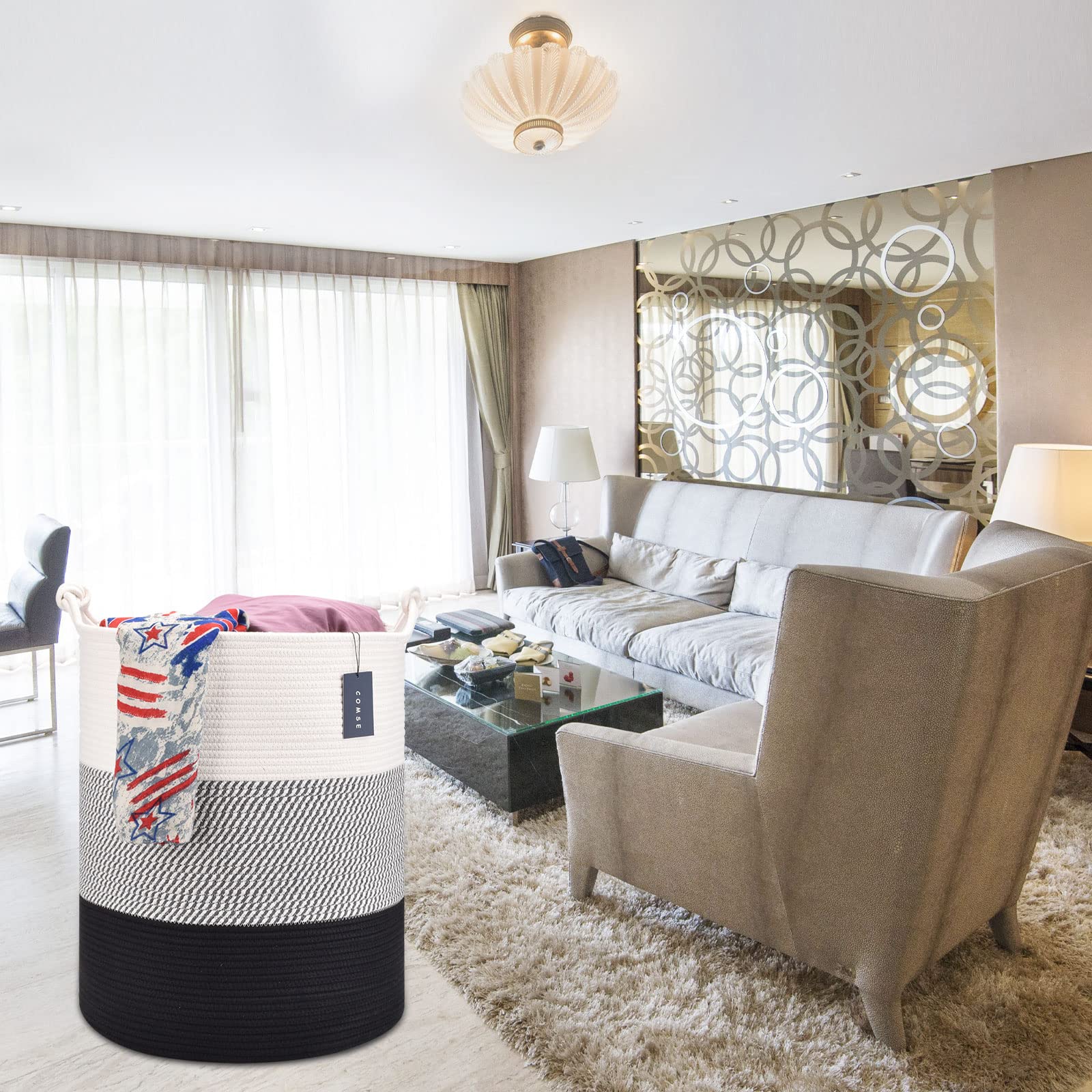 Tall Woven Blanket & Laundry Basket