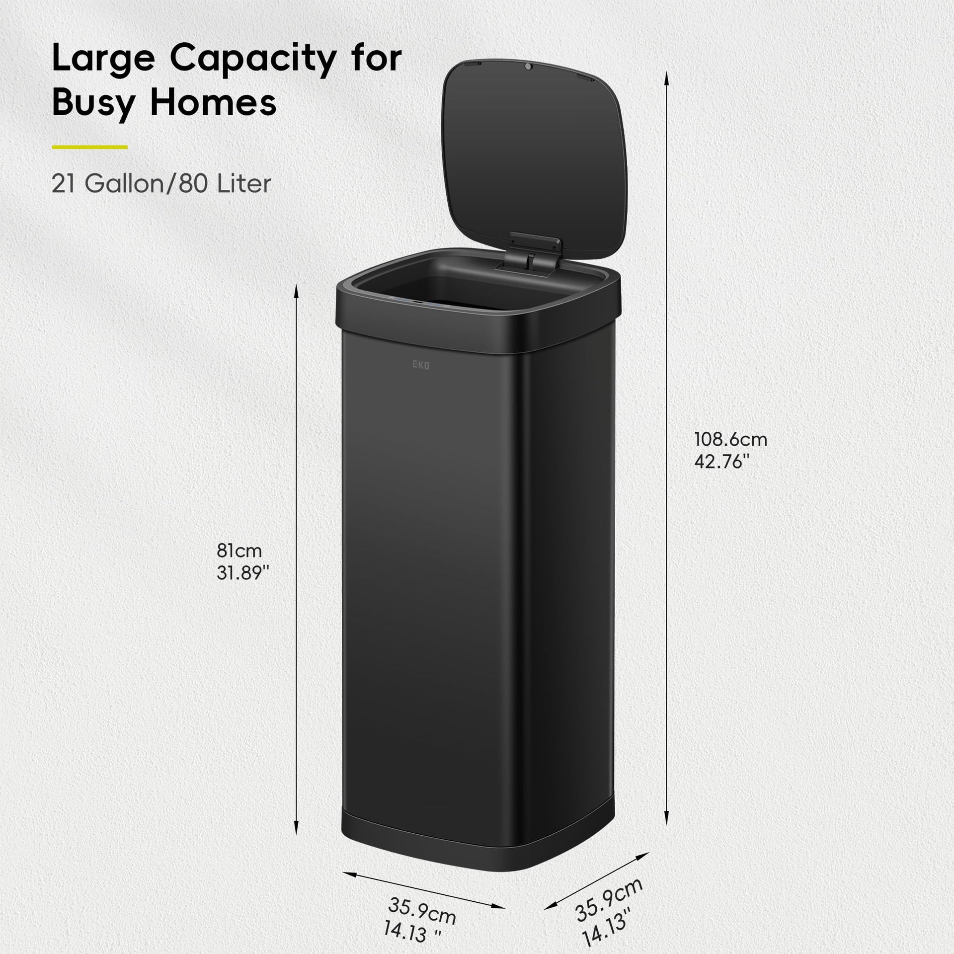 EcoSmart 80L 21.1 Gallon Motion Sensor Trash Can or Recycling Bin