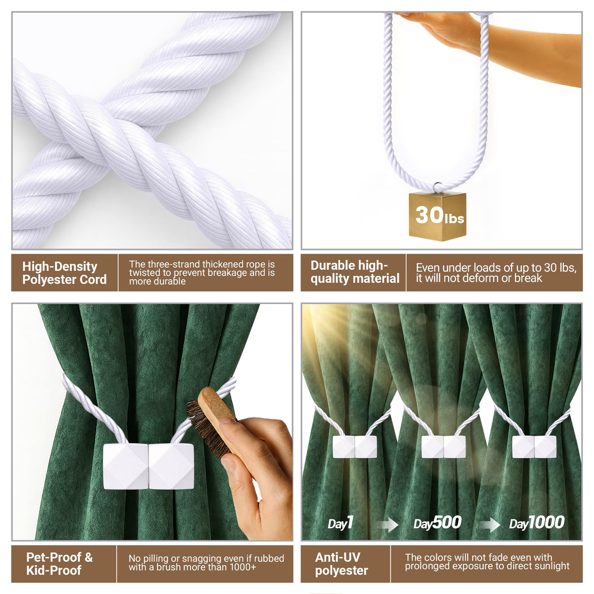Magnetic Curtain Tiebacks White 2pcs