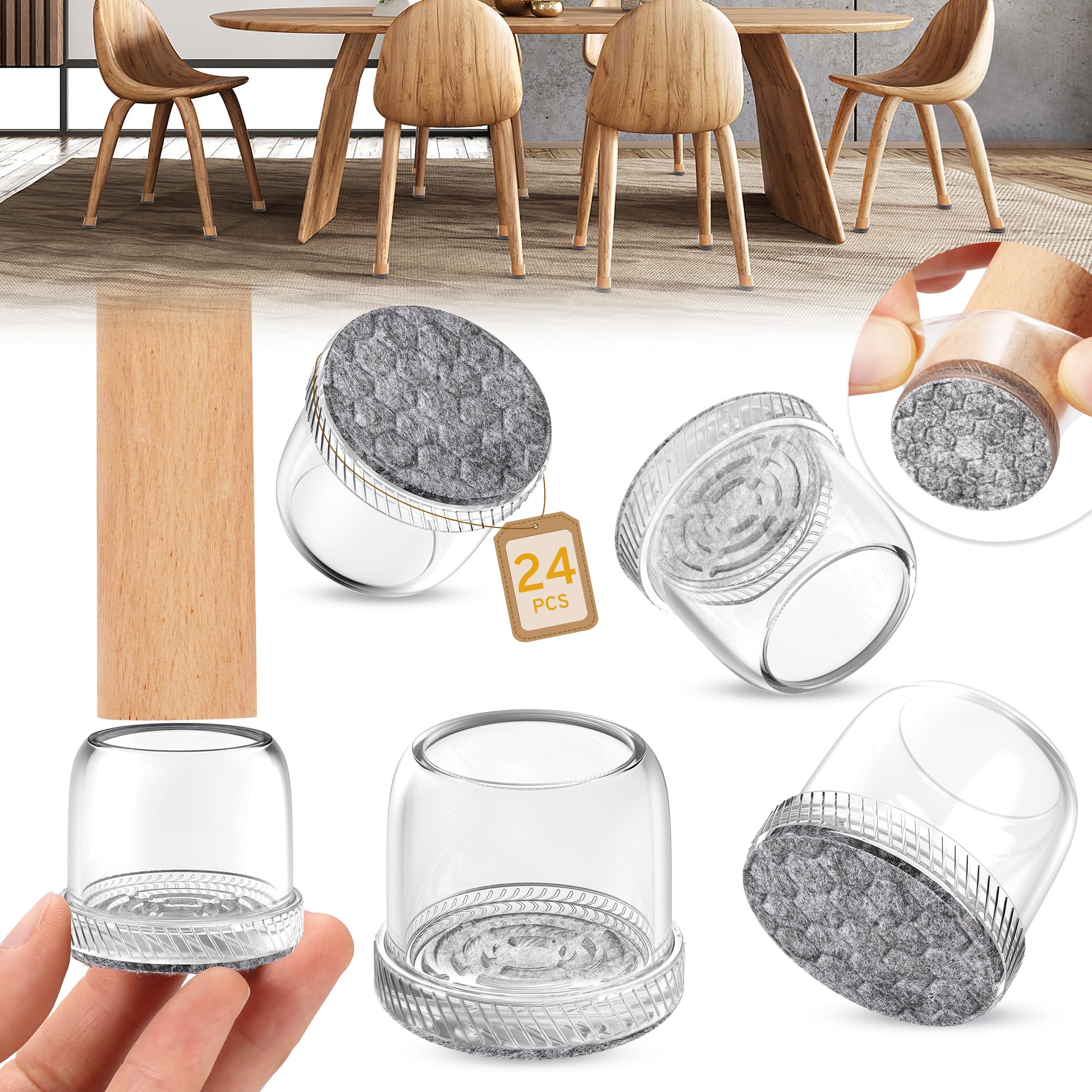 24PCS Round Chair Leg Floor Protectors (24 Count)
