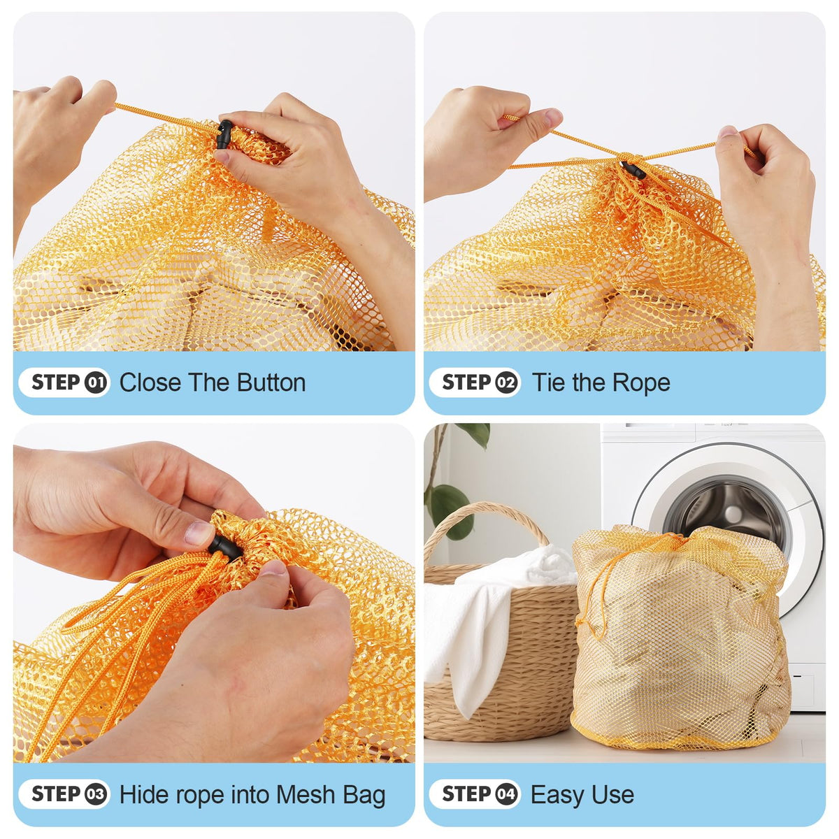 3Pcs Mesh Laundry Bags Washing Machine Mesh Wash Bags Jumbo for Delicates Clothes (3 Count)