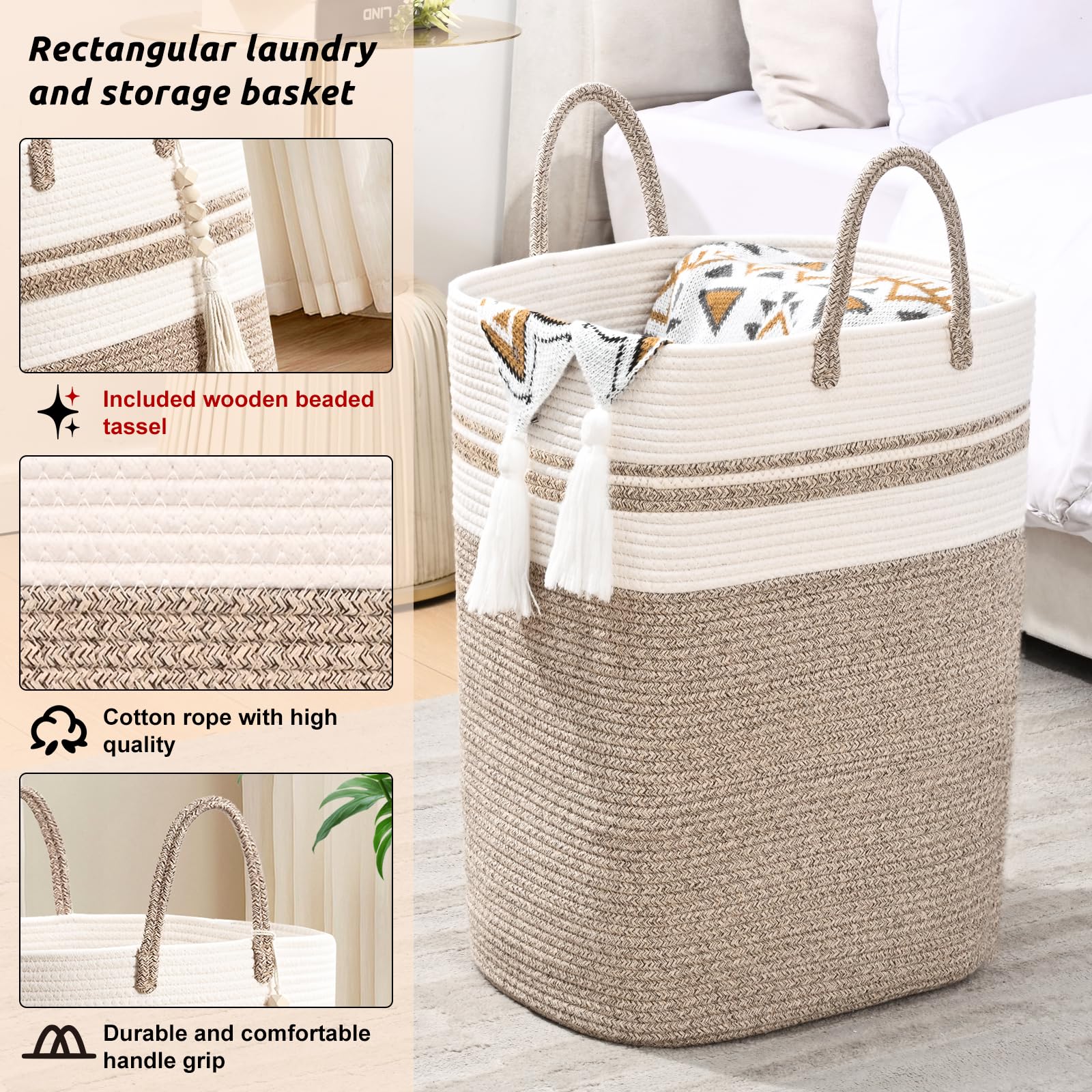Woven Laundry Basket for Clothes (63.36 Ounce)