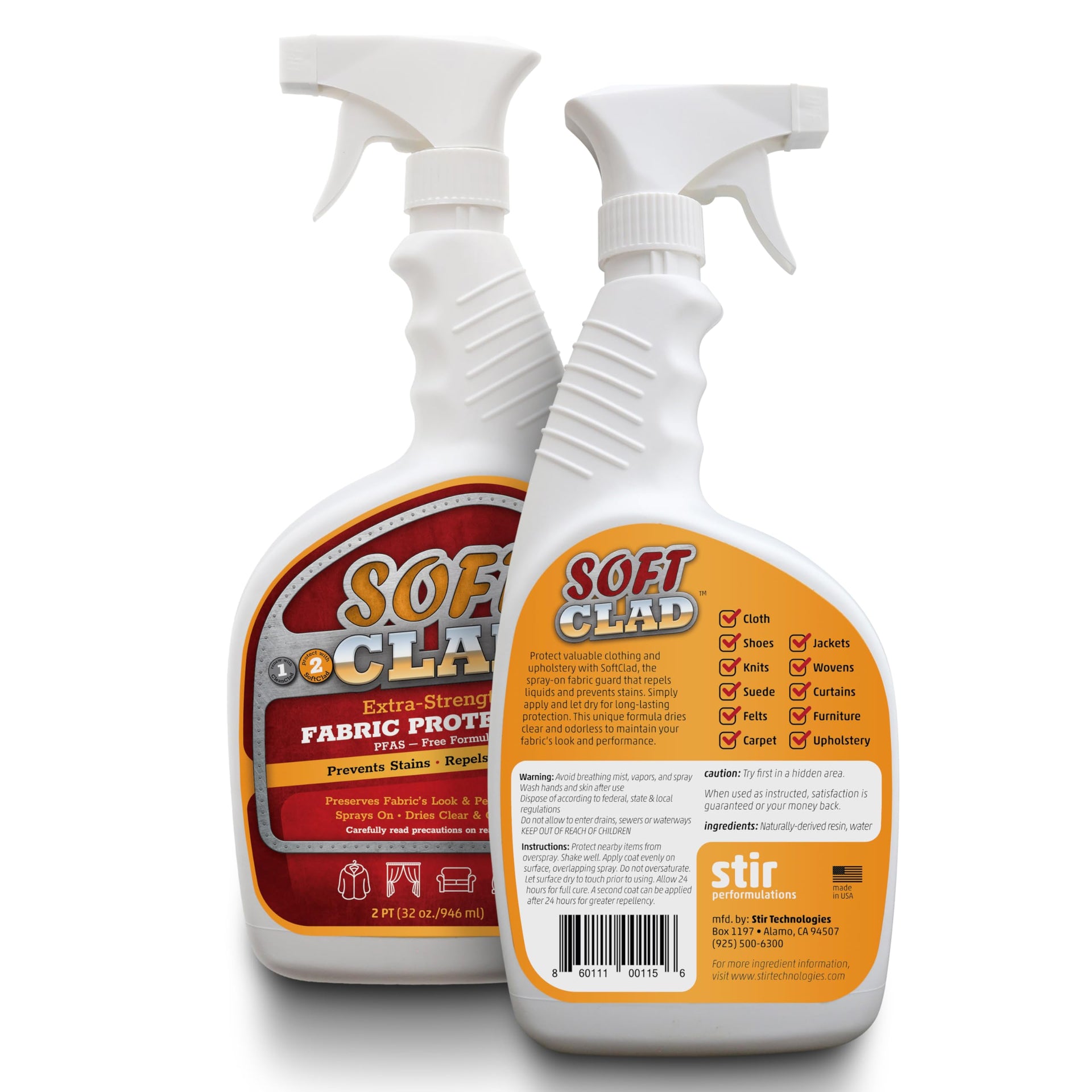 Extra Strength Fabric Protector Spray Prevents Stains and Repels Liquids. SoftClad Guards Furniture (32 Fl Oz)
