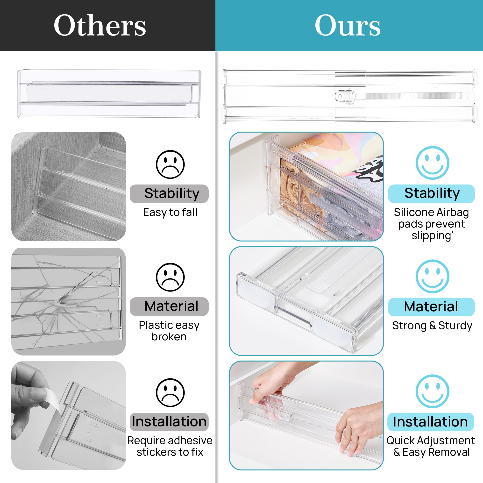 4" Regular Upgrade Drawer Dividers for Clothes (8 Count)