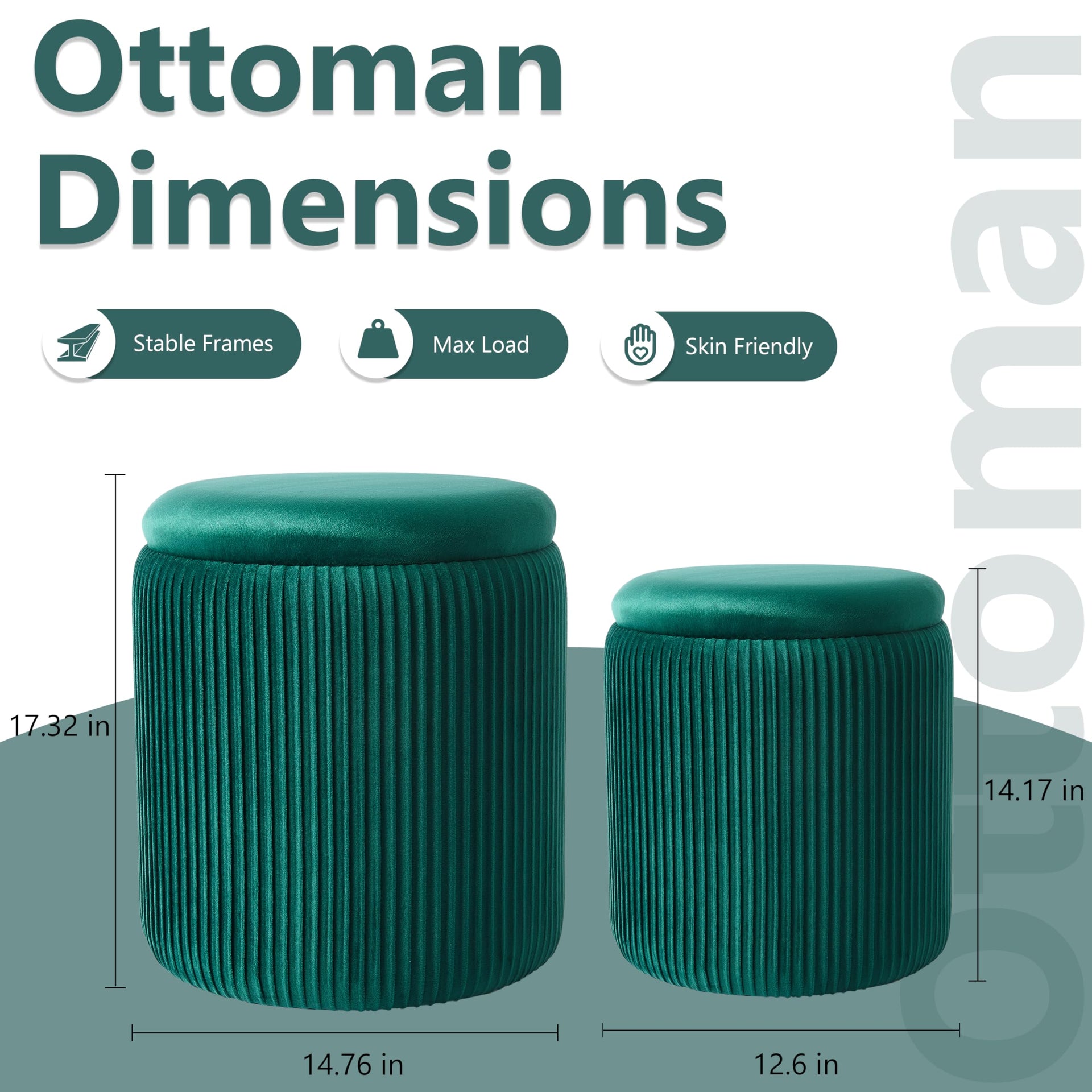 Round Ottoman with Storage Set of 2