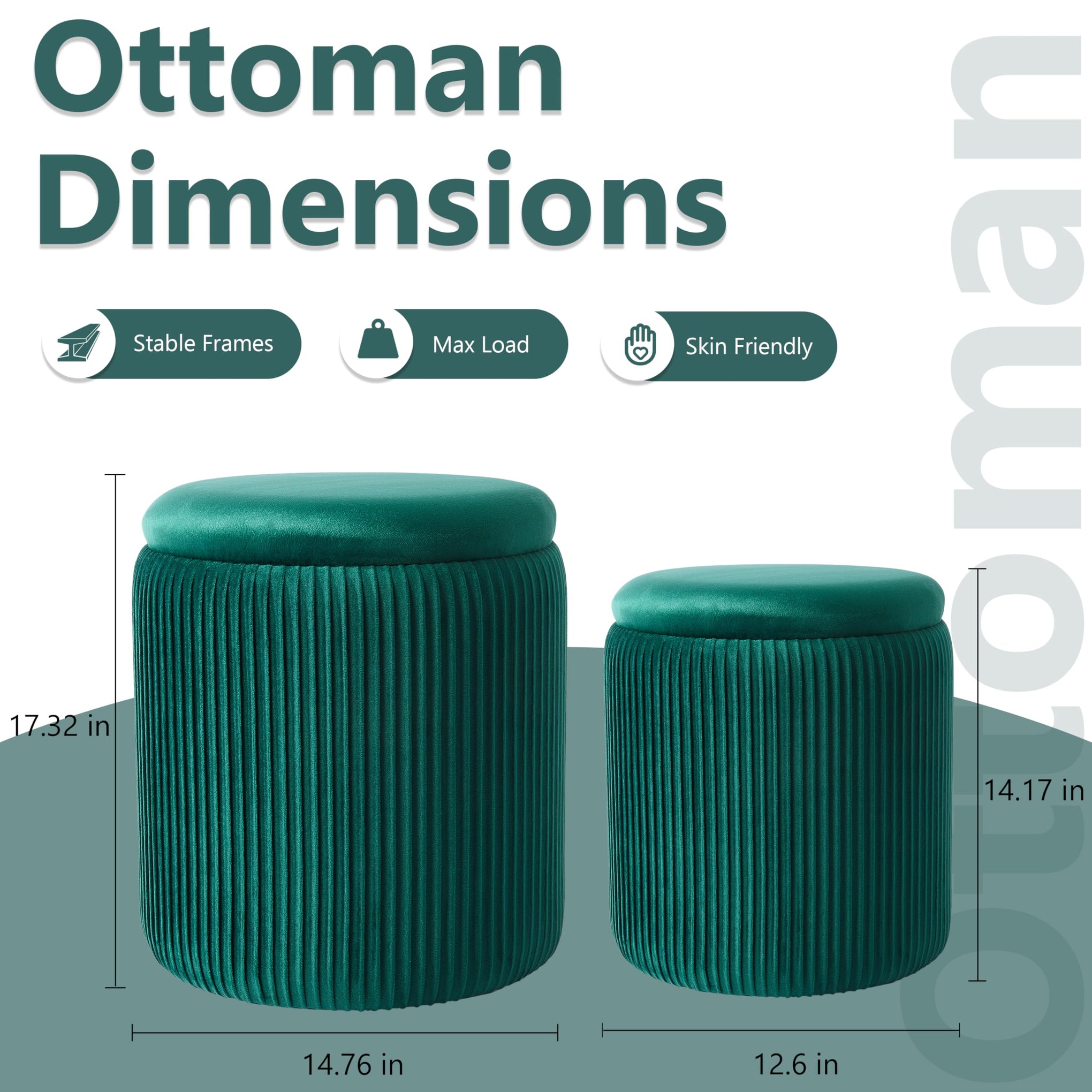 Round Ottoman with Storage Set of 2