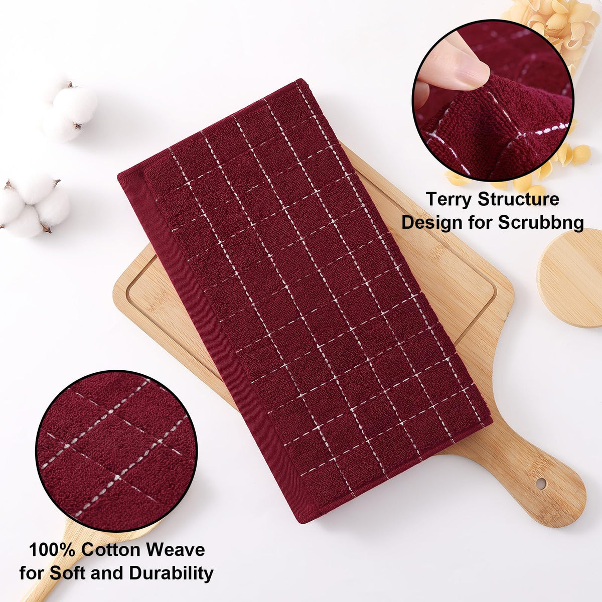 100% Cotton Terry Kitchen Dish Cloths (8 Count)
