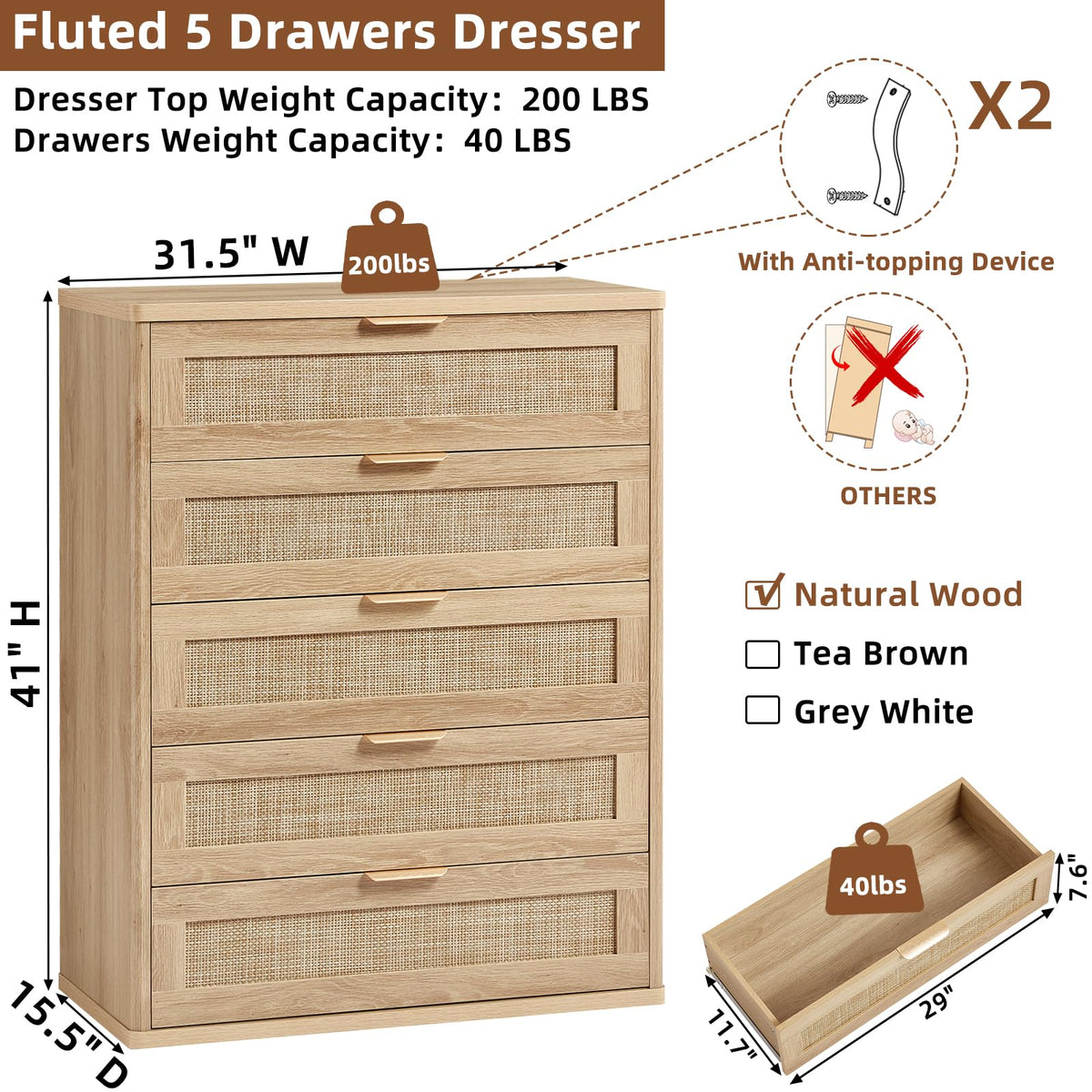 Rattan Dresser for Bedroom