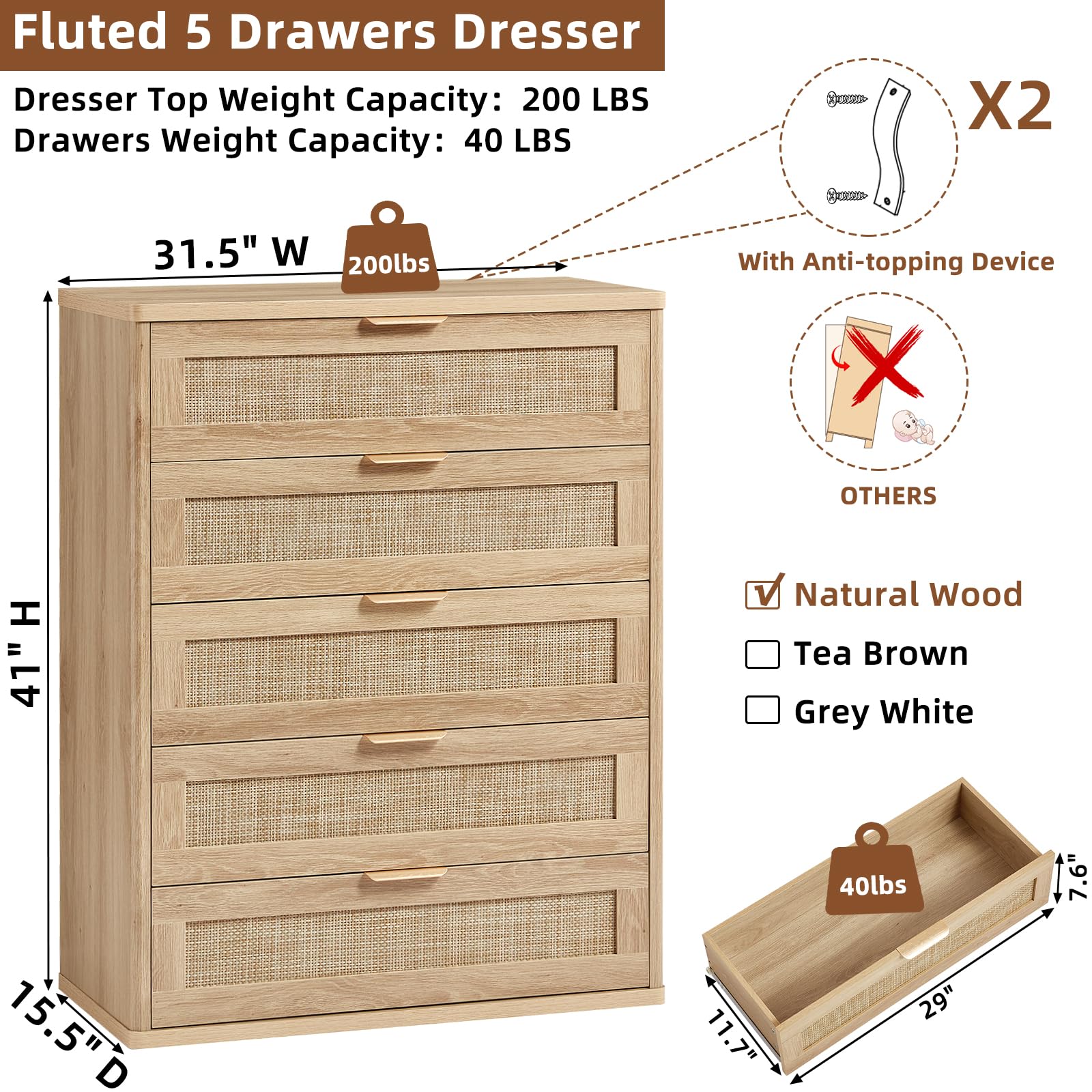 Rattan Dresser for Bedroom