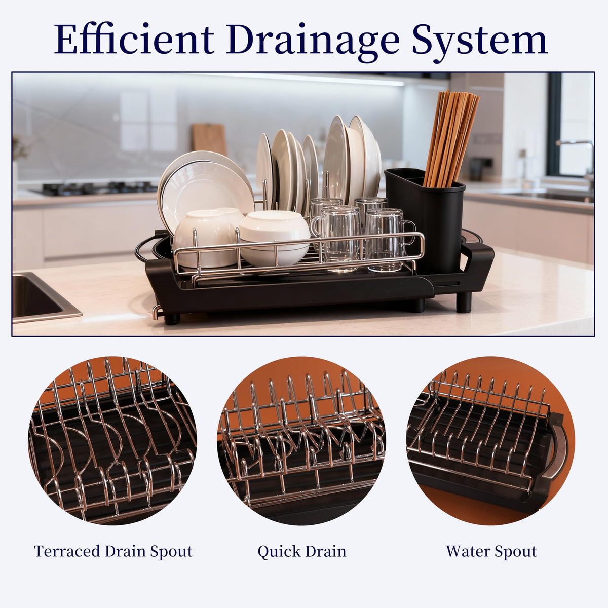 Dish Drying Rack Compact Expandable Double