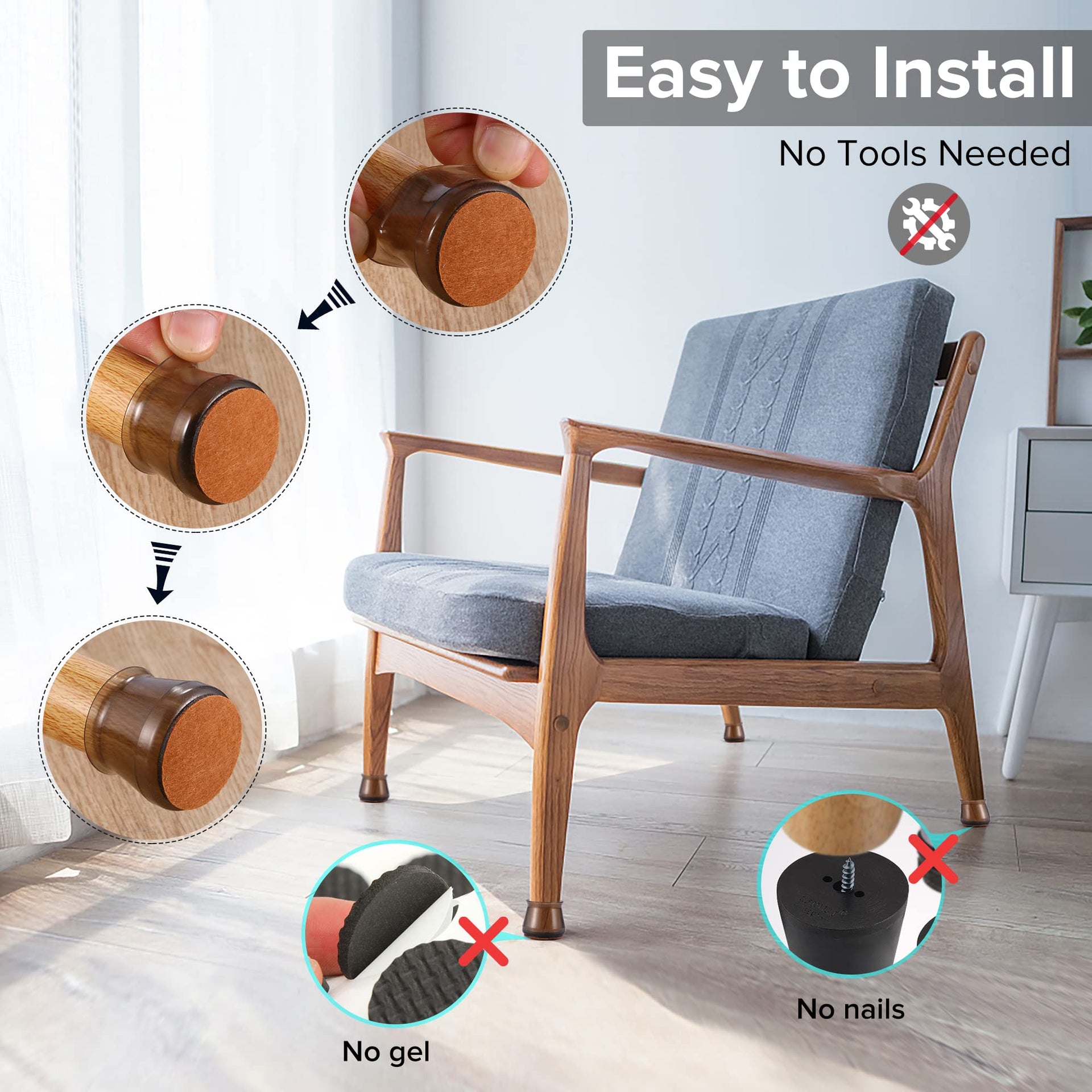 24PCS Upgraded Silicone Chair Leg Floor Protectors for Hardwood Floors (24 Count)