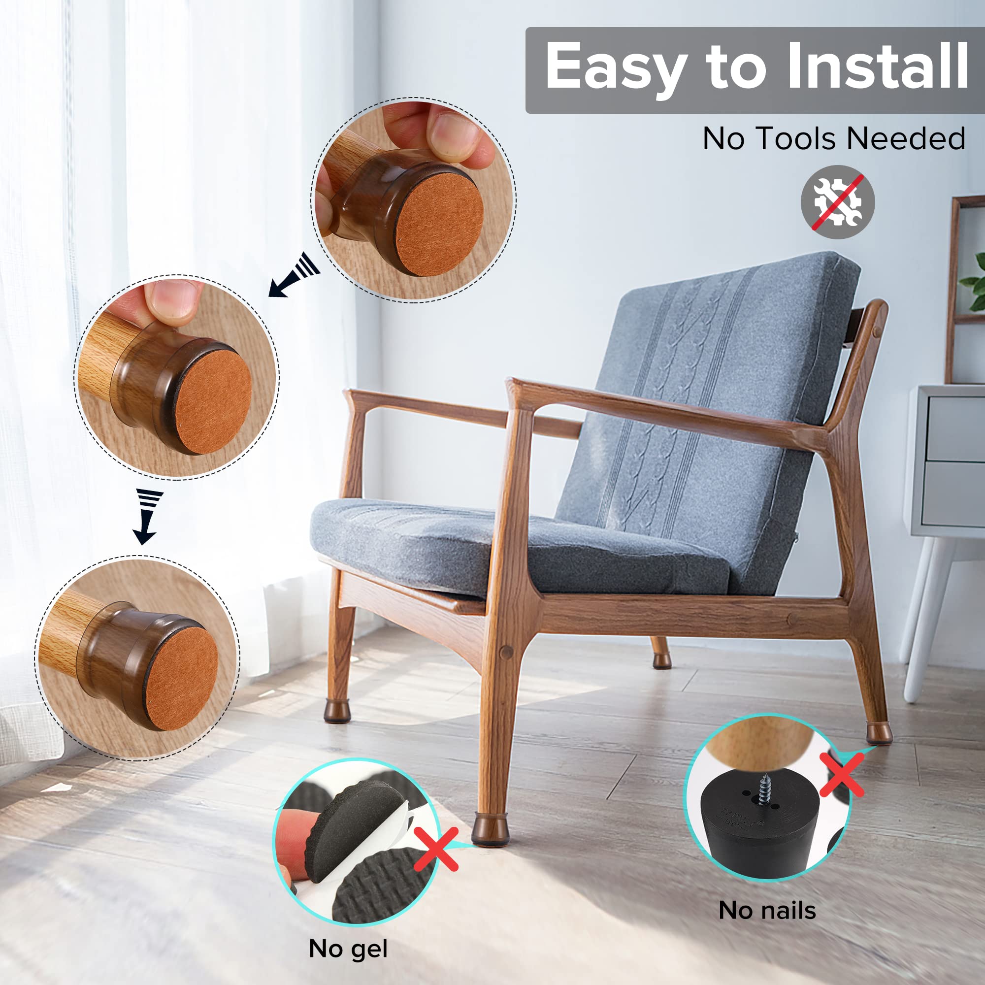 24PCS Upgraded Silicone Chair Leg Floor Protectors for Hardwood Floors (24 Count)