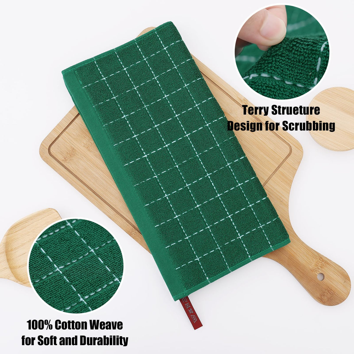 100% Cotton Terry Kitchen Dish Cloths (12 Count)