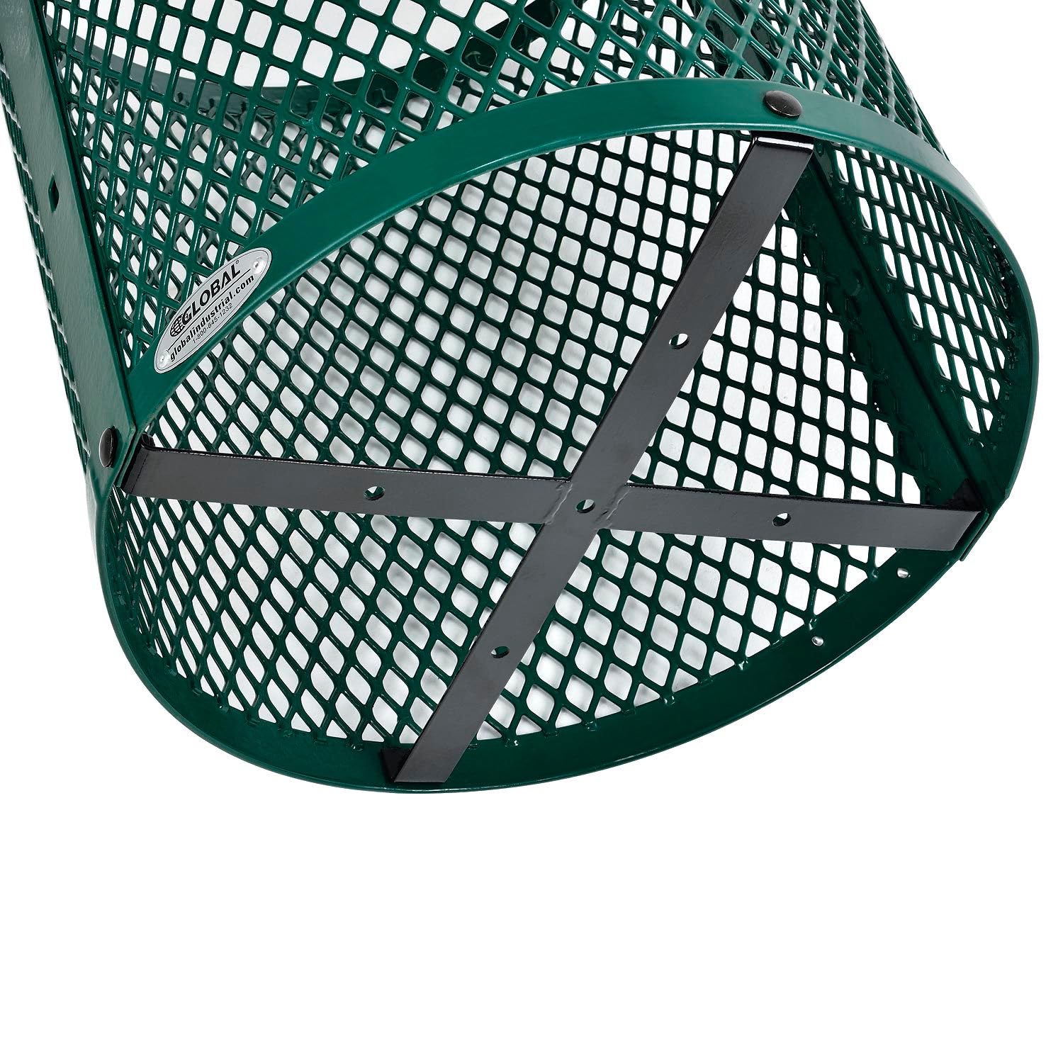 Outdoor Diamond Steel Trash Can with Rain Bonnet Lid